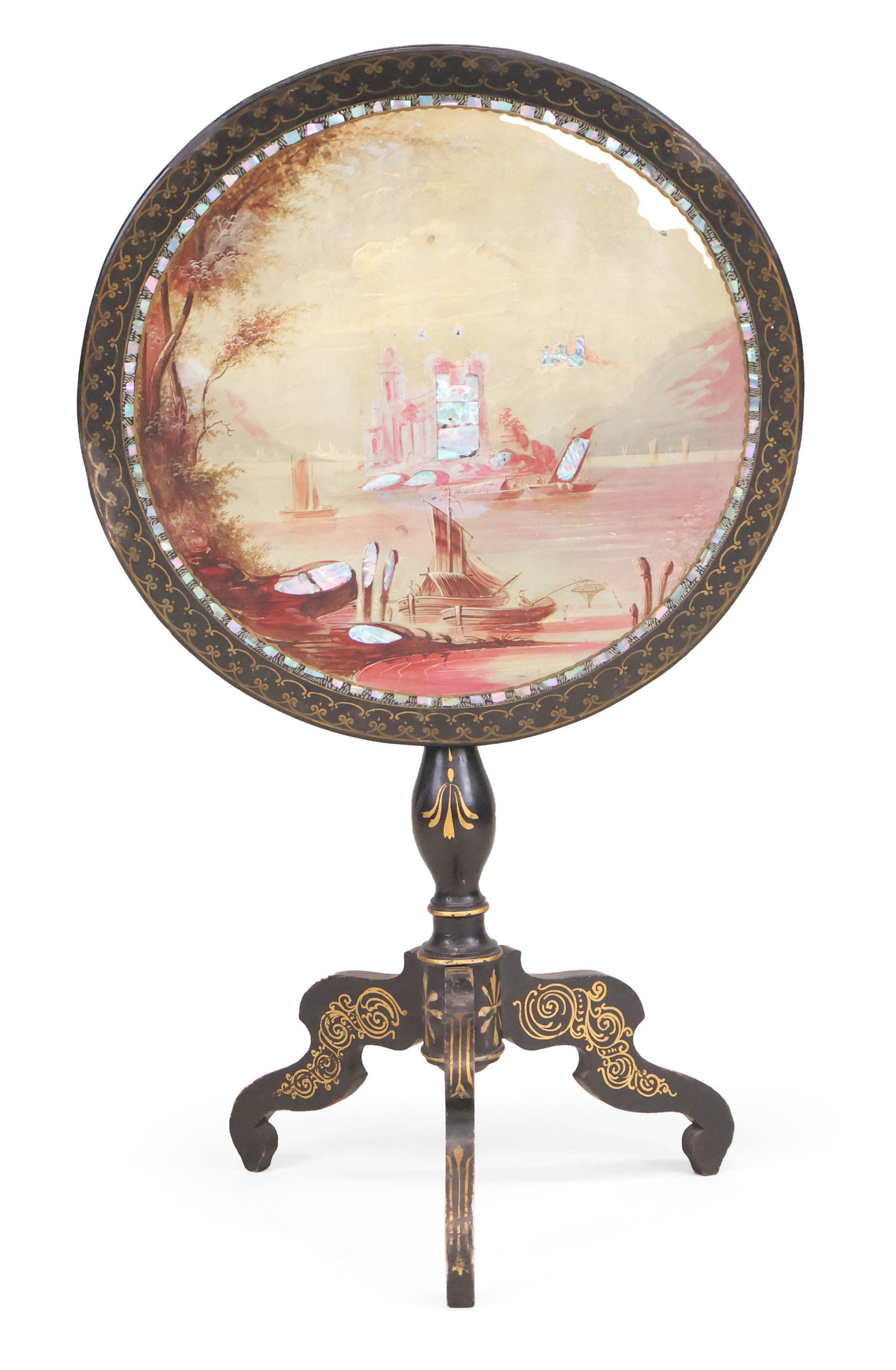 Elaborately Painted Tilt-Top Table (1 of 18)