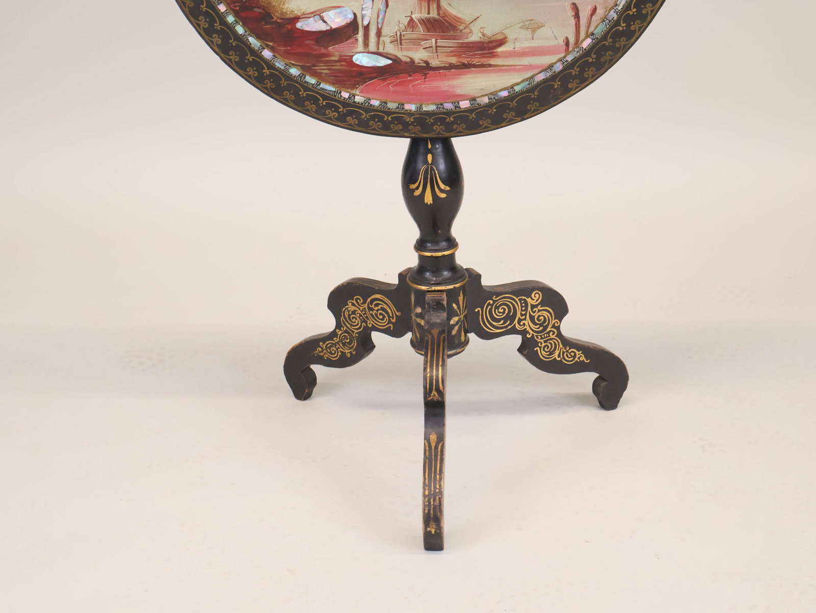 Elaborately Painted Tilt-Top Table - 3