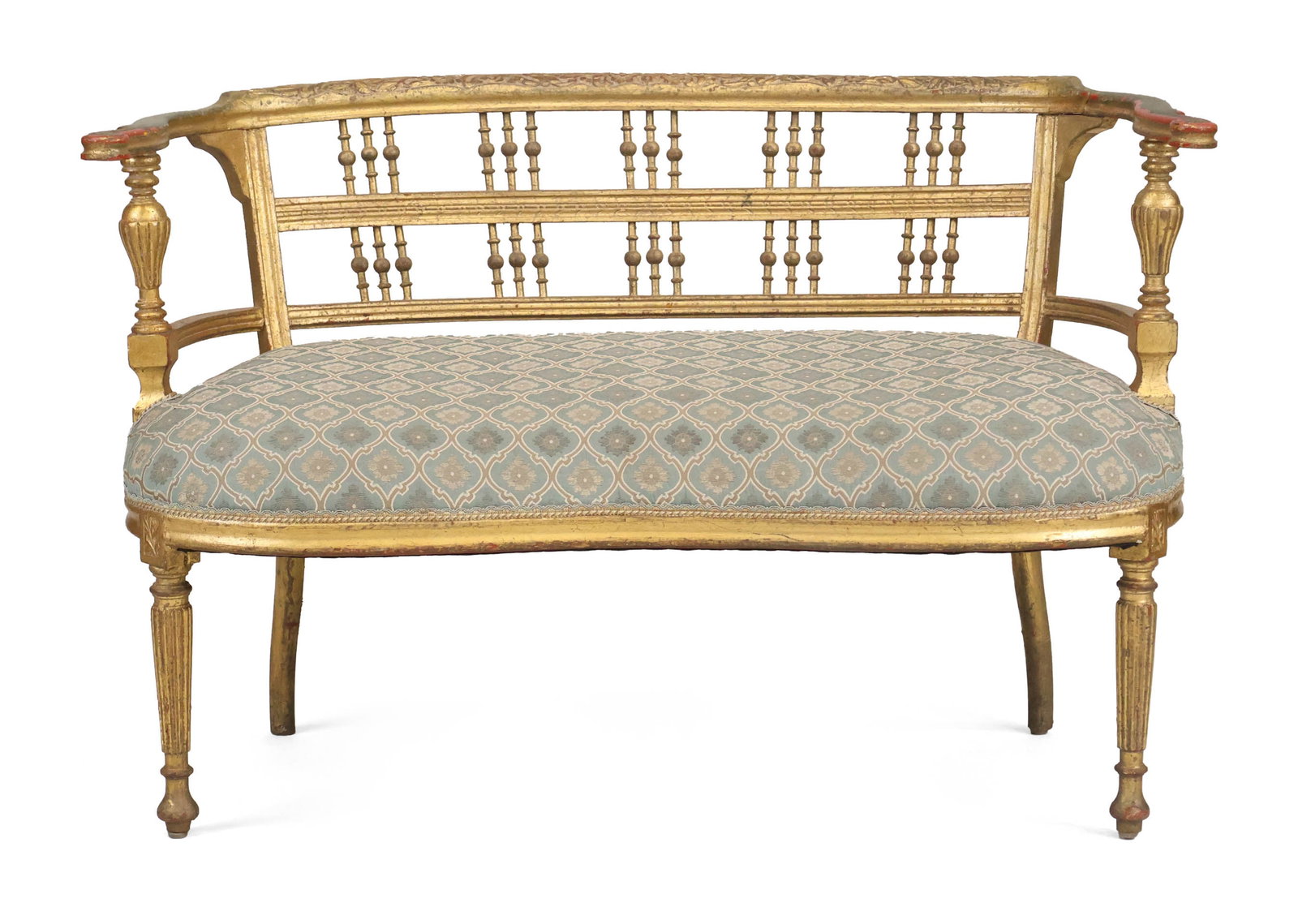 Neoclassical Style Giltwood Settee: Neoclassical Style Giltwood Settee European, 19th/20th C. Losses to gilt and wear. 27 1/4 x 40 1/2 x 23 in. (69.2 x 102.9 x 58.4 cm.)