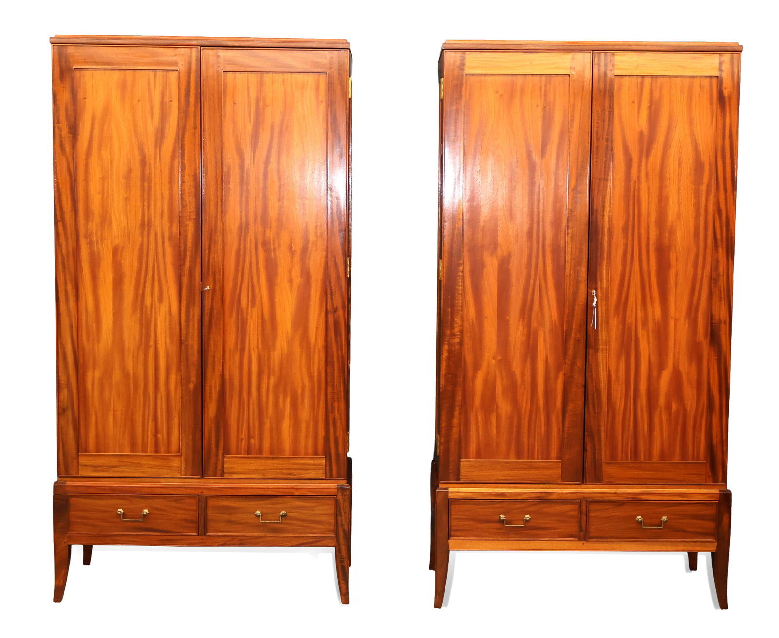 Pair of George III Style Mahogany Cabinets: Pair of George III Style Mahogany Cabinets 20th C. 84 x 43 1/4 x 20 1/2 in. (213.4 x 109.9 x 52.1 cm.)