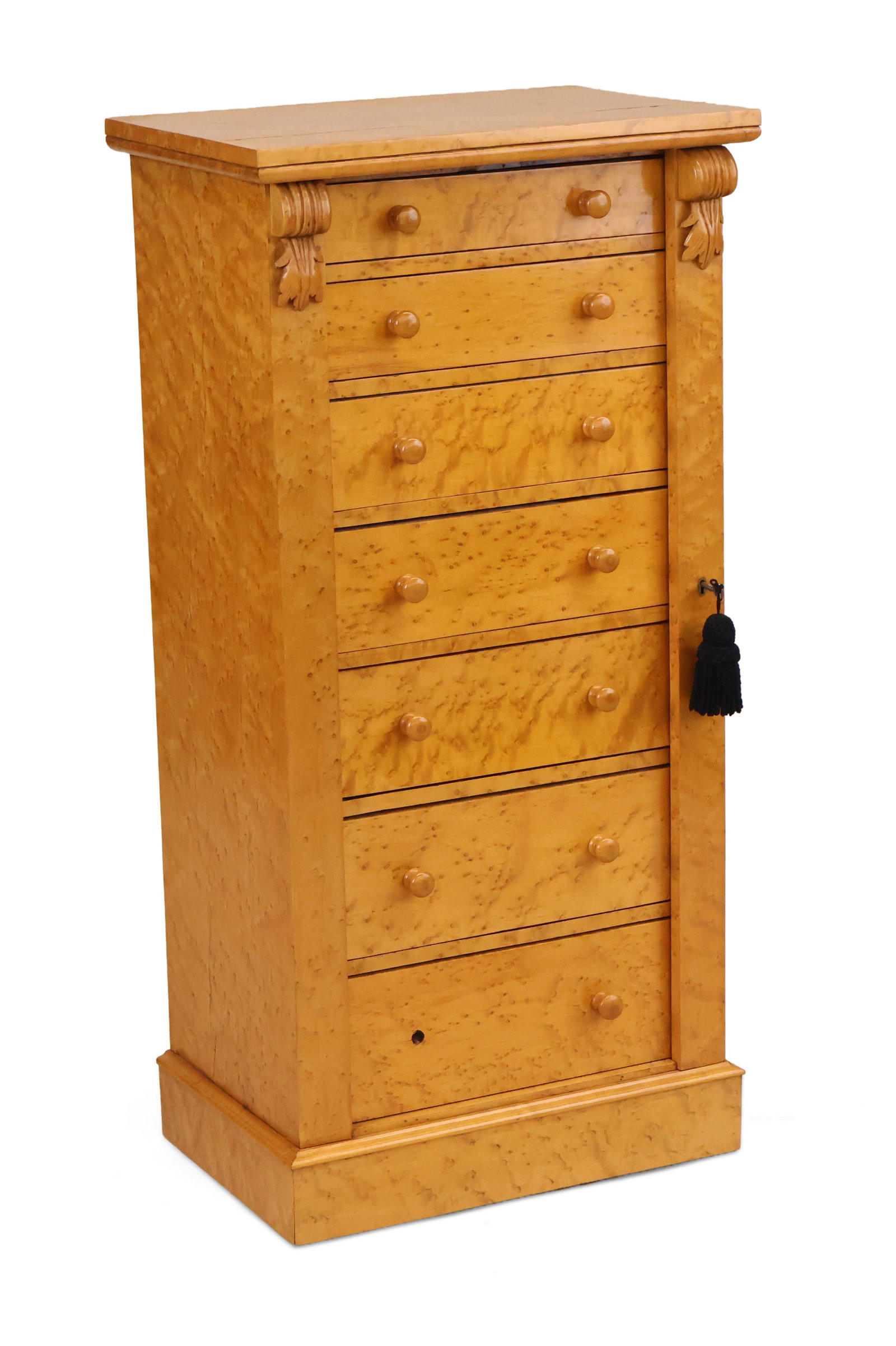 Victorian Birdseye Maple Wellington Chest (1 of 11)