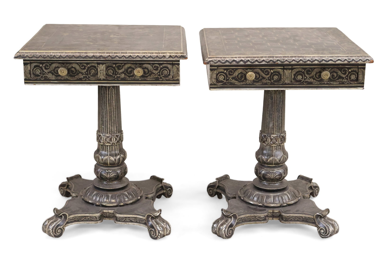 Pair of William IV Silver-Gilt Ebonized Hardwood Occasional Tables (1 of 13)