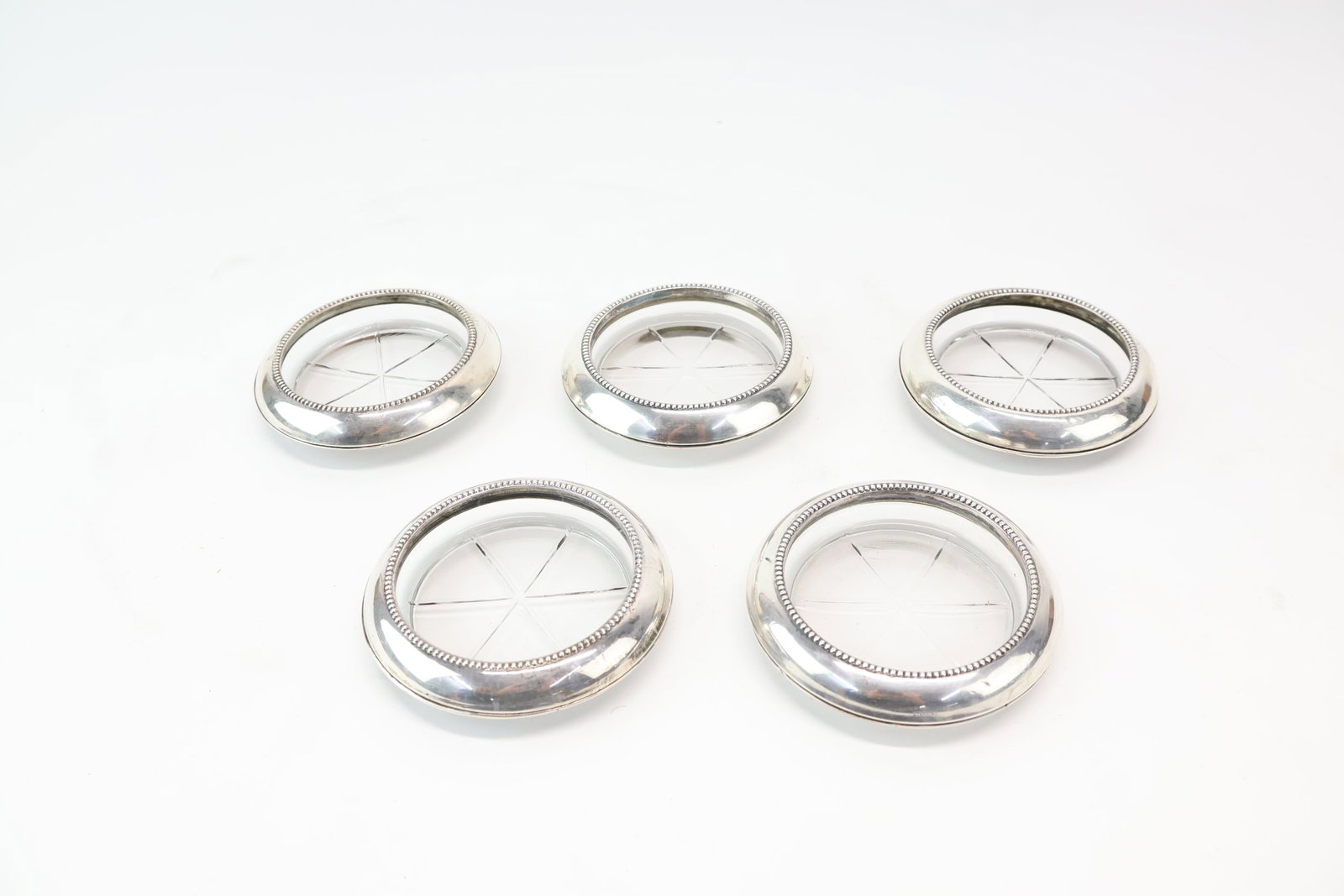 Set of 5 Frank Whiting & Co Sterling Silver Coasters (1 of 4)