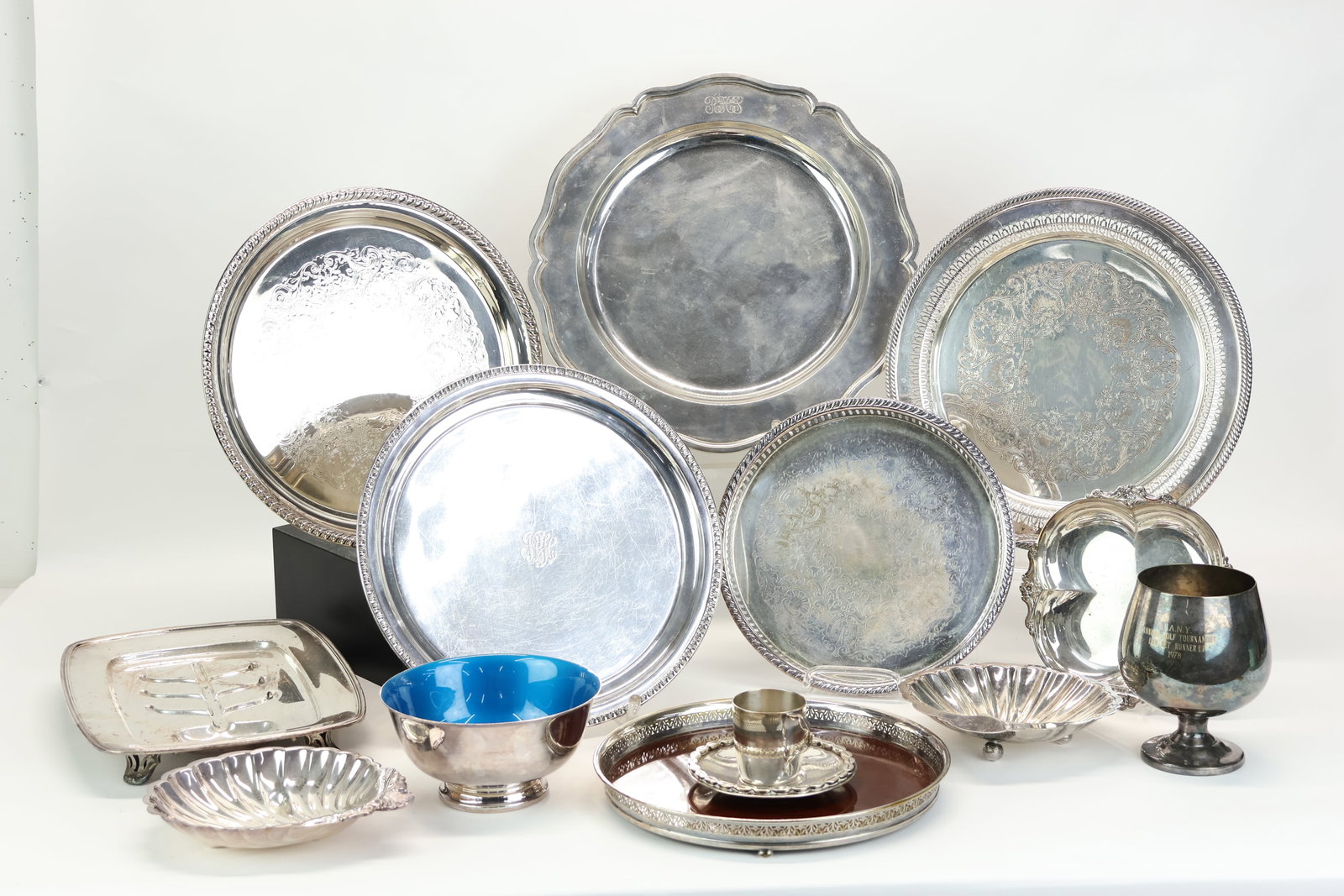 Group of Assorted Silver Plated Serving Trays (1 of 12)
