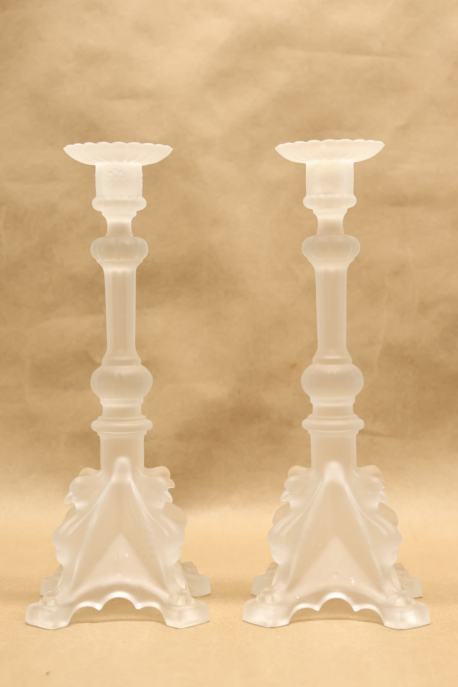 Pair of Val St. Lambert "Griffon" Crystal Candle Holders (1 of 13)