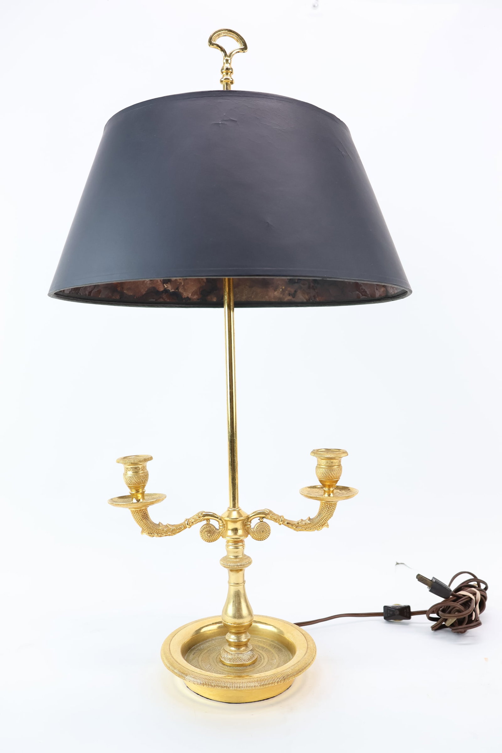 French Empire Style Two light Gilt Bouillotte Table Lamp (1 of 5)