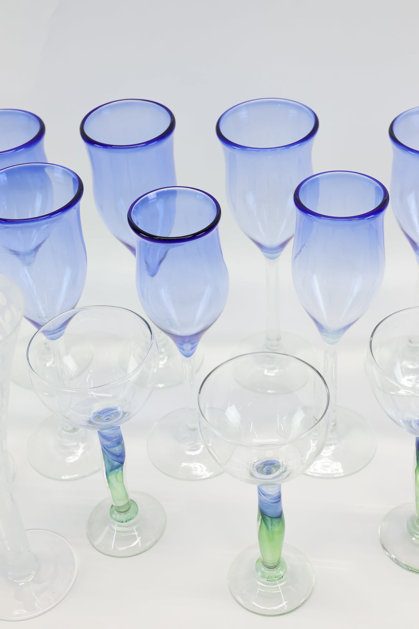 Five Chris Baker-Salmon Wine Glasses - 3