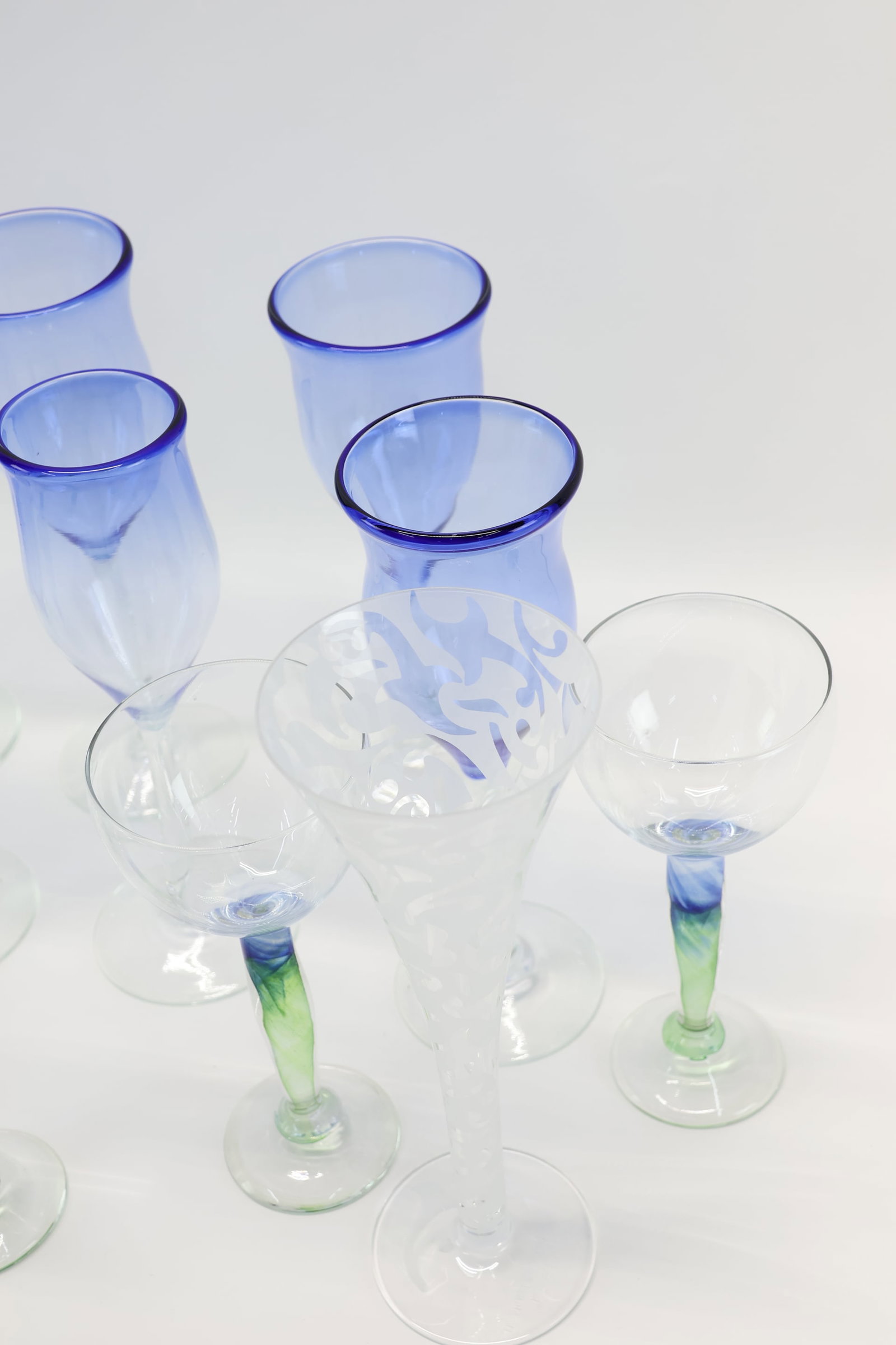 Five Chris Baker-Salmon Wine Glasses - 4
