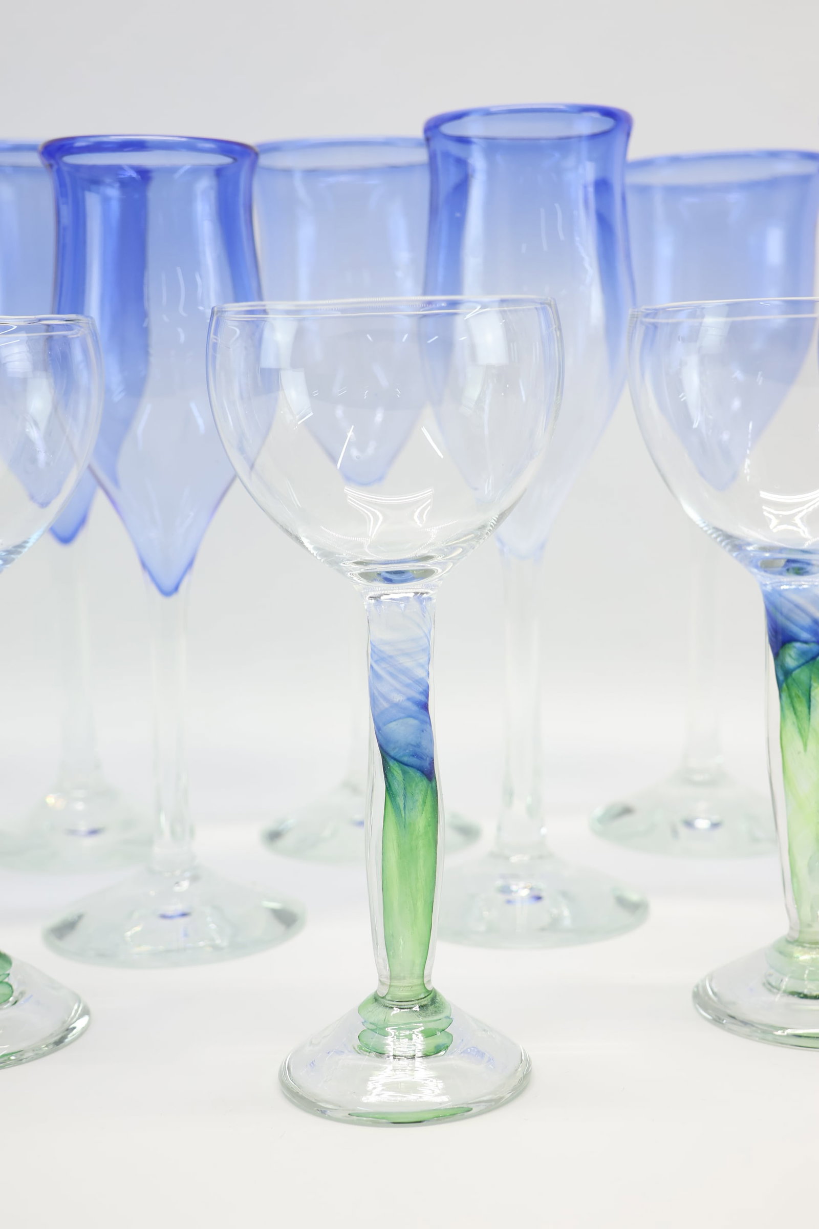 Five Chris Baker-Salmon Wine Glasses - 5