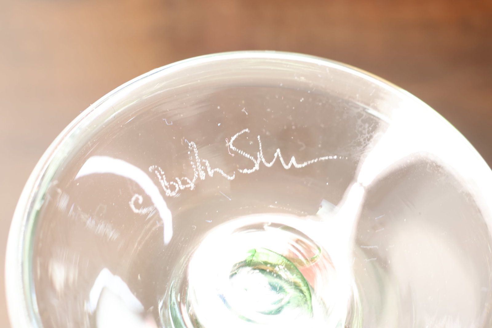 Five Chris Baker-Salmon Wine Glasses - 7