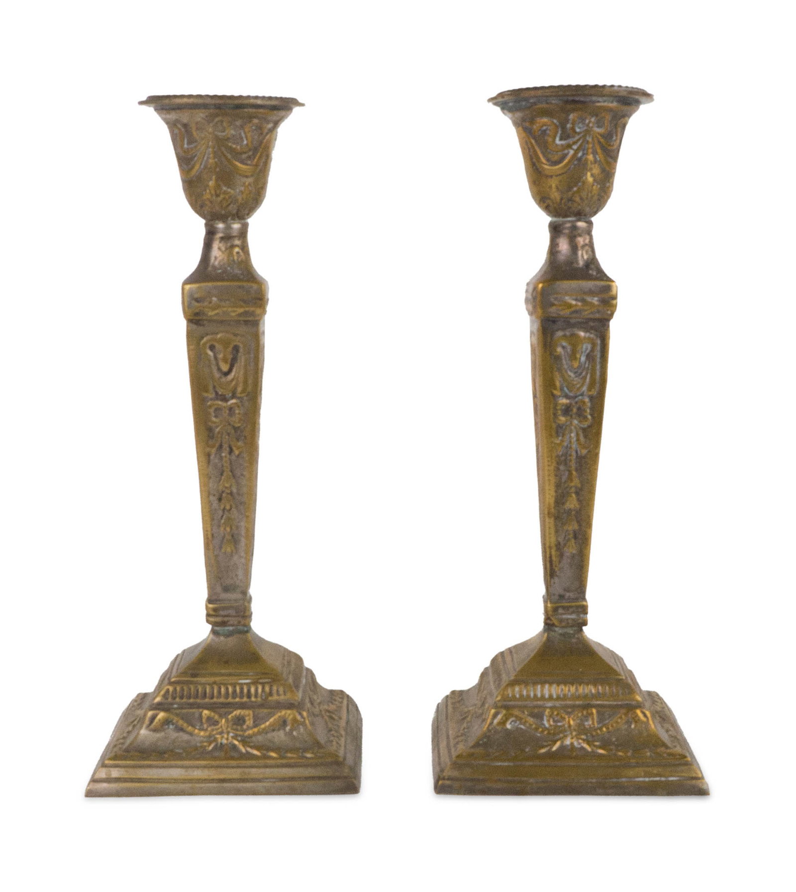 Pair of Brass Plated Repousse Candlesticks (1 of 11)