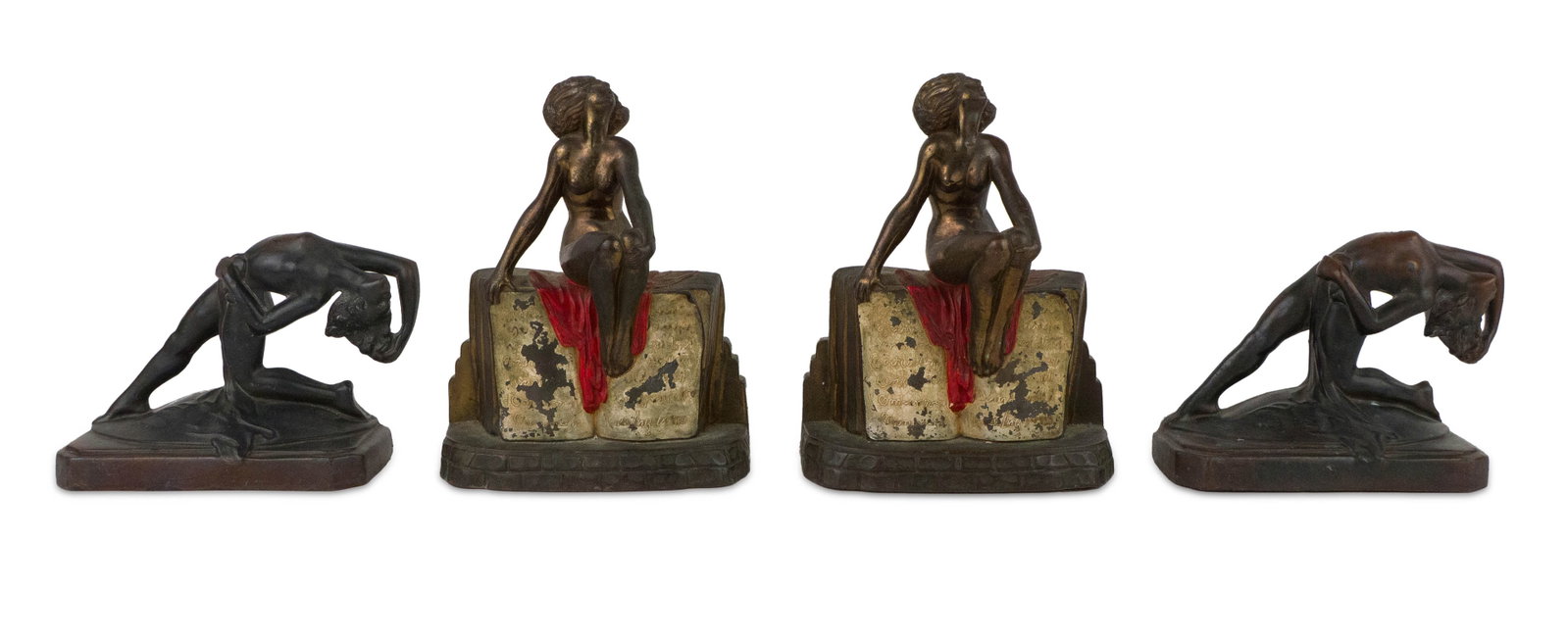 Two Pairs of Art Deco Bookends of Women (1 of 8)
