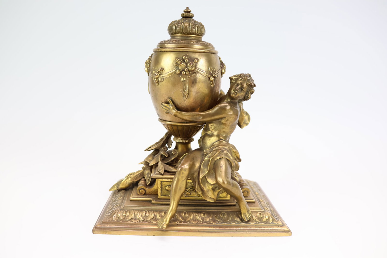 French Dore Bronze Figural Inkwell (1 of 9)