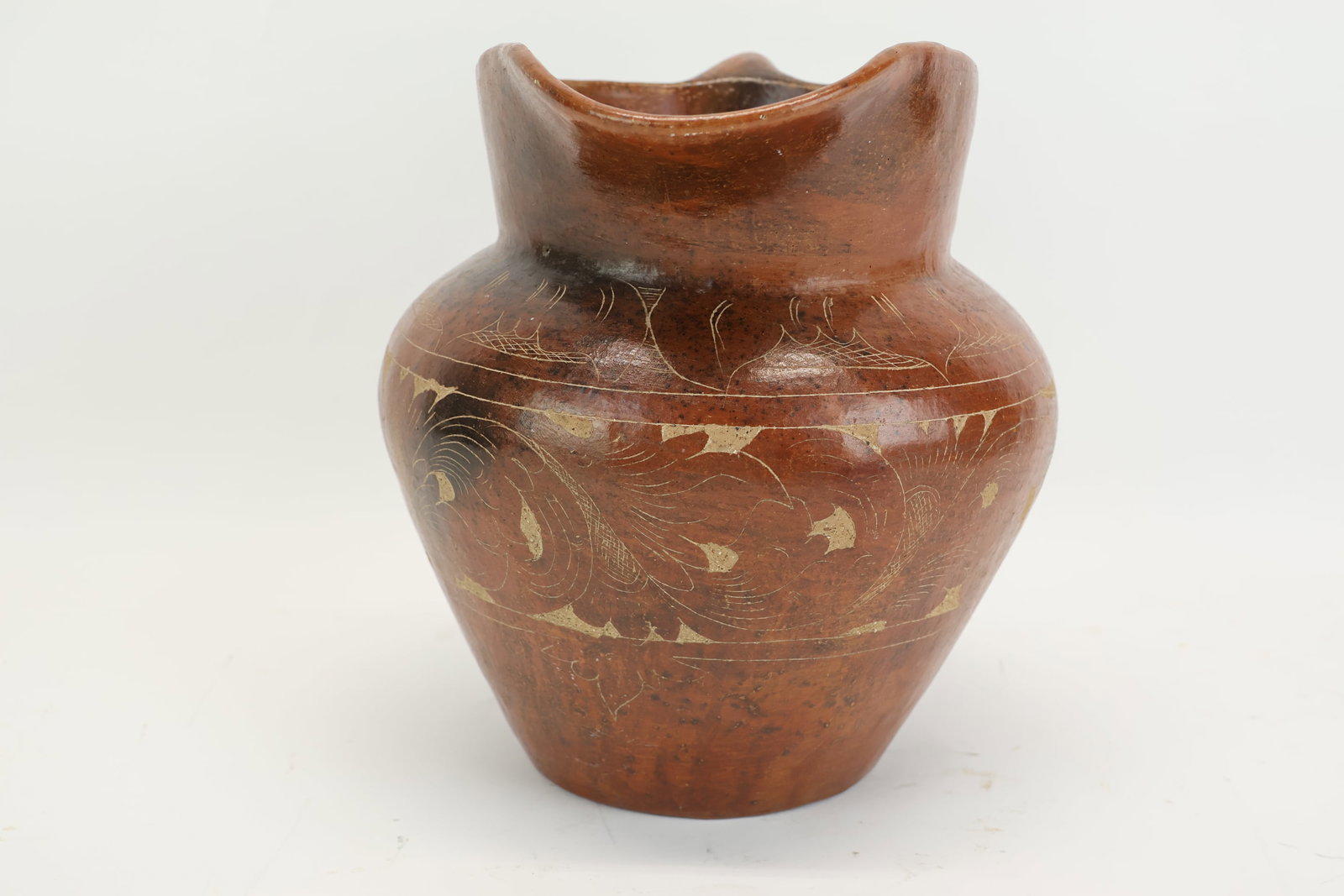 Vintage Handmade Redware Pitcher - 2