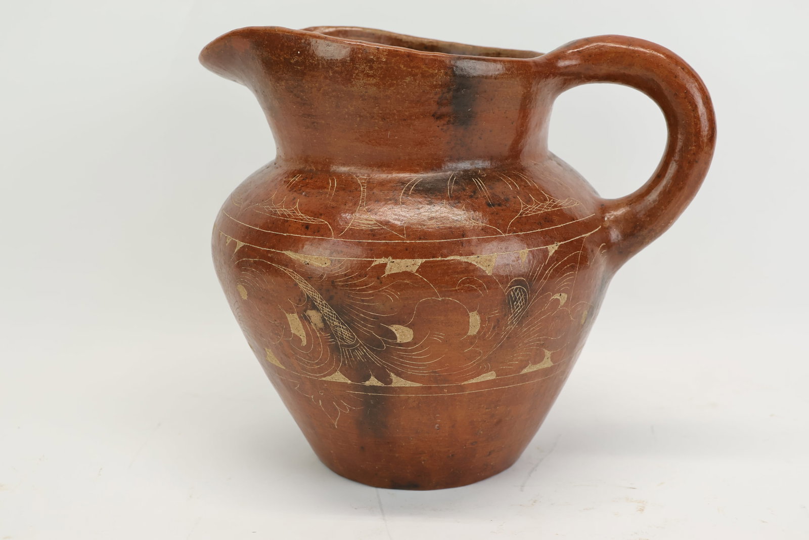 Vintage Handmade Redware Pitcher - 3