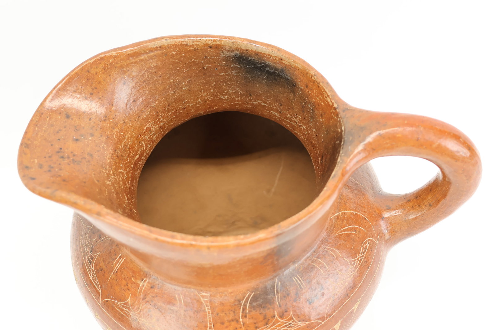 Vintage Handmade Redware Pitcher - 4