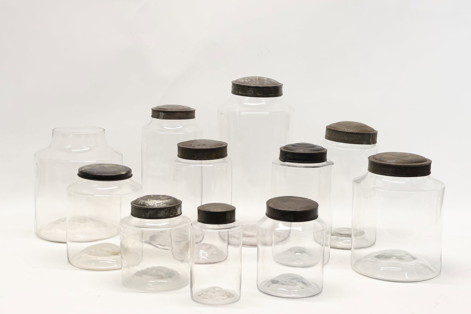 Group of Eleven Assorted Blown Glass Apothecary Jars (1 of 6)