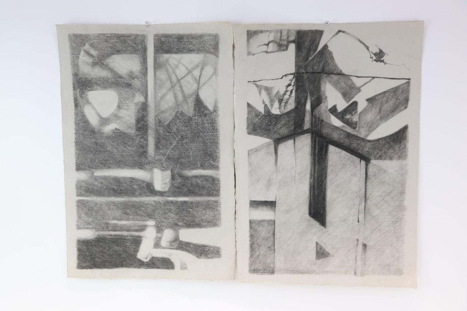 Two Mid Century Modern Charcoal Abstracts (1 of 5)