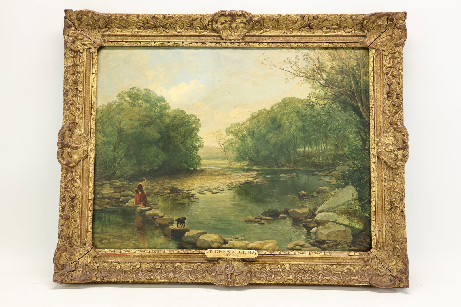 Thomas Creswick Antique Landscape Oil on Board 1846 (1 of 11)