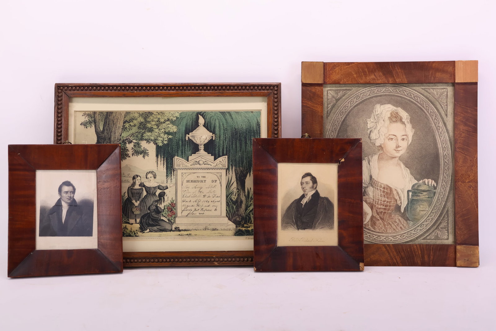 Antique N. Currier 1824 Memorial Framed Colored Lithograph (1 of 12)