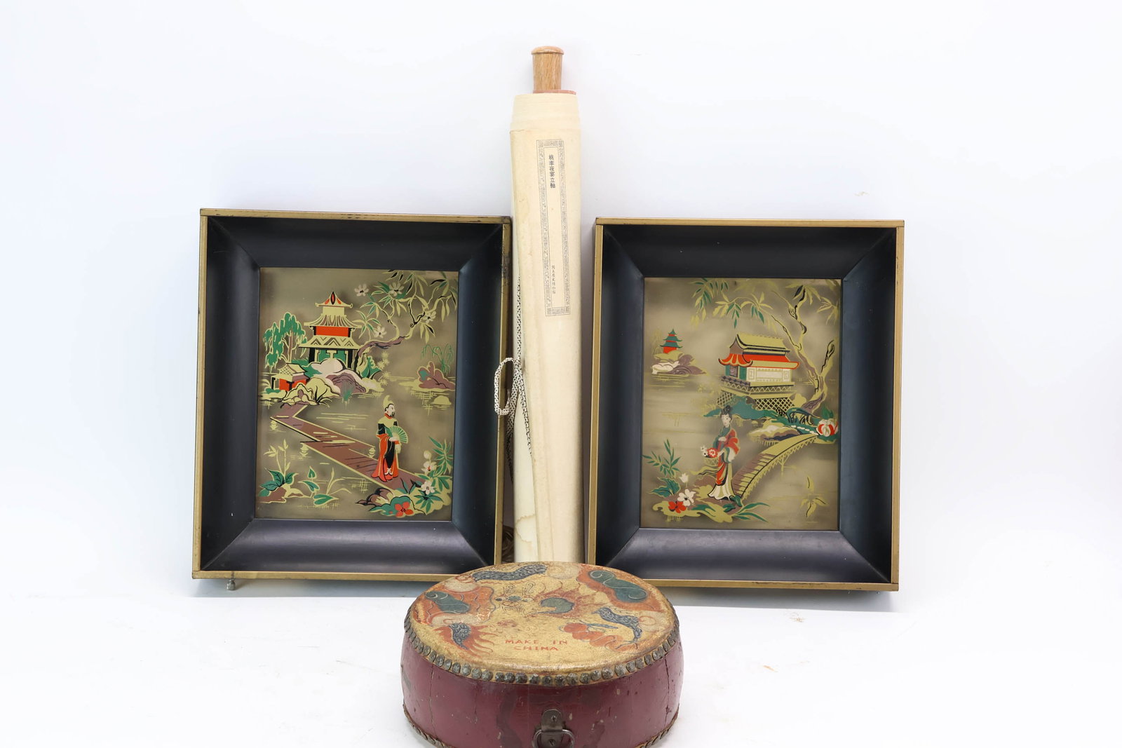 Vintage Pair Asian Shadow Boxes Back Lighted (1 of 8)