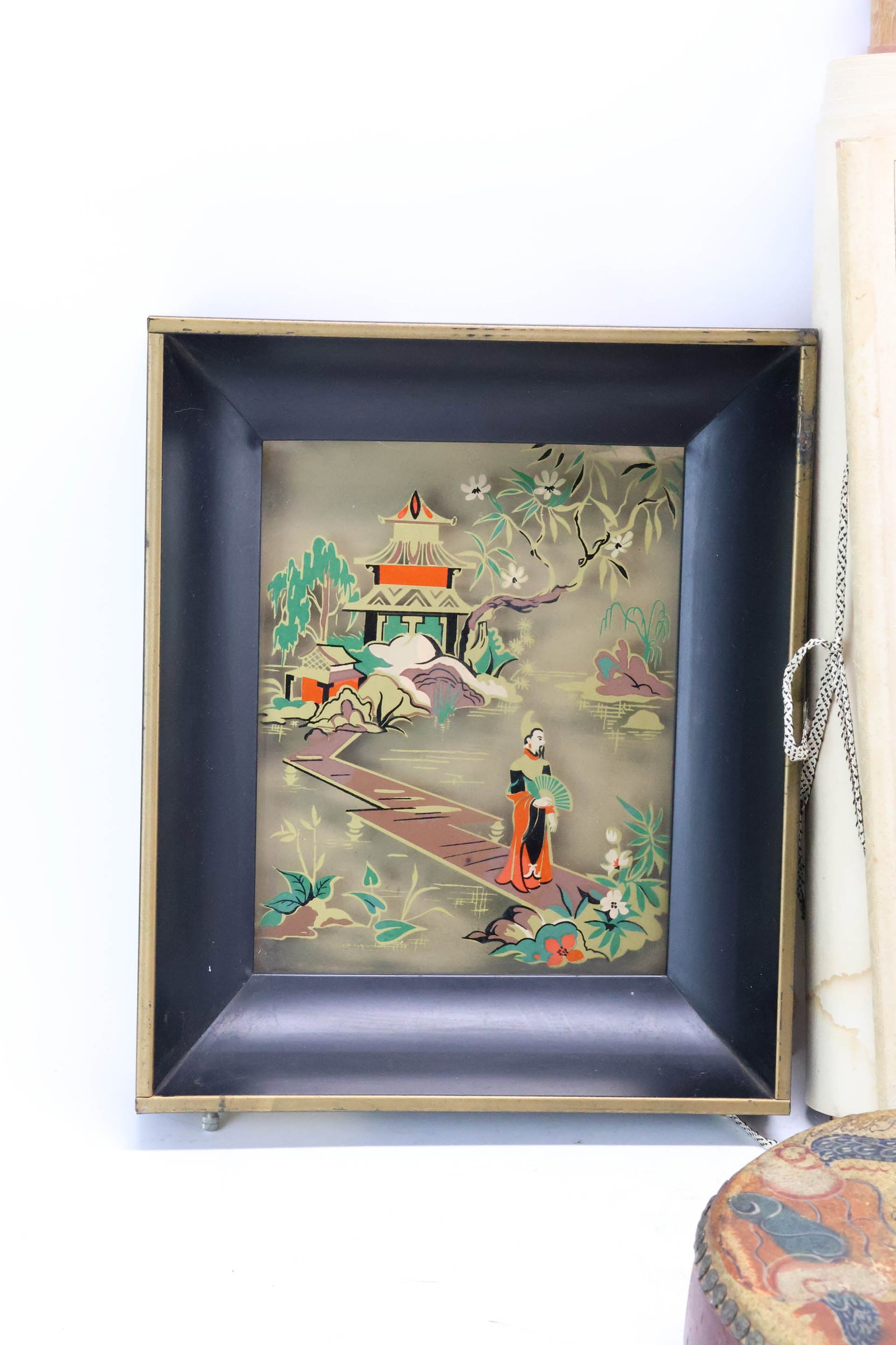 Vintage Pair Asian Shadow Boxes Back Lighted - 3