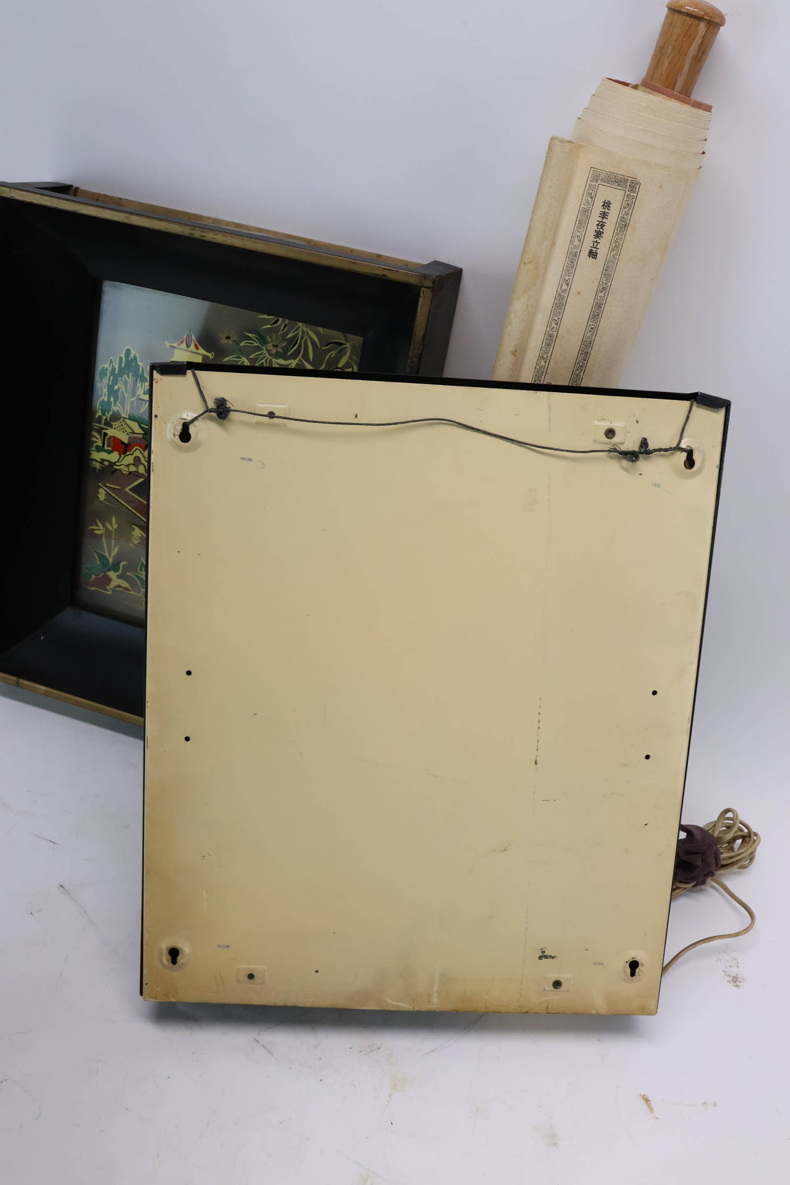 Vintage Pair Asian Shadow Boxes Back Lighted - 6
