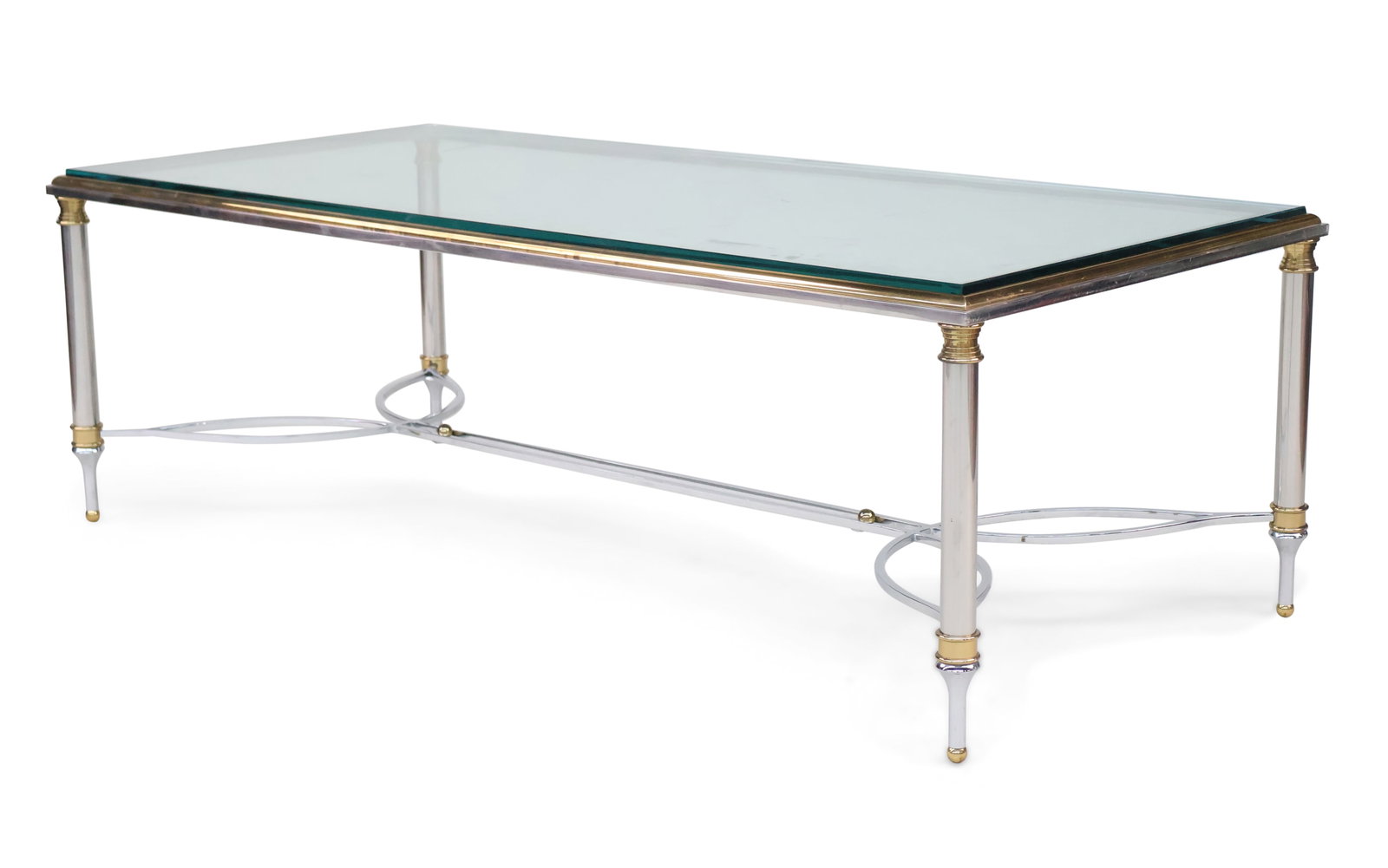 Modern Brass and Chrome Glass Top Low Table (1 of 13)