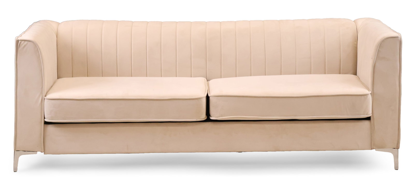 Contemporary White Velvet Upholstered Sofa (1 of 13)