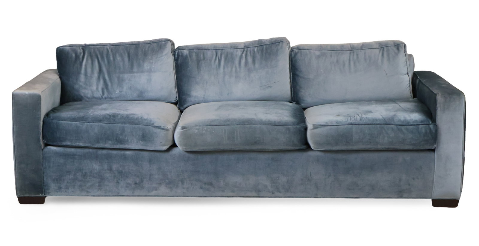 Contemporary Blue Velvet Upholstered Sofa (1 of 11)