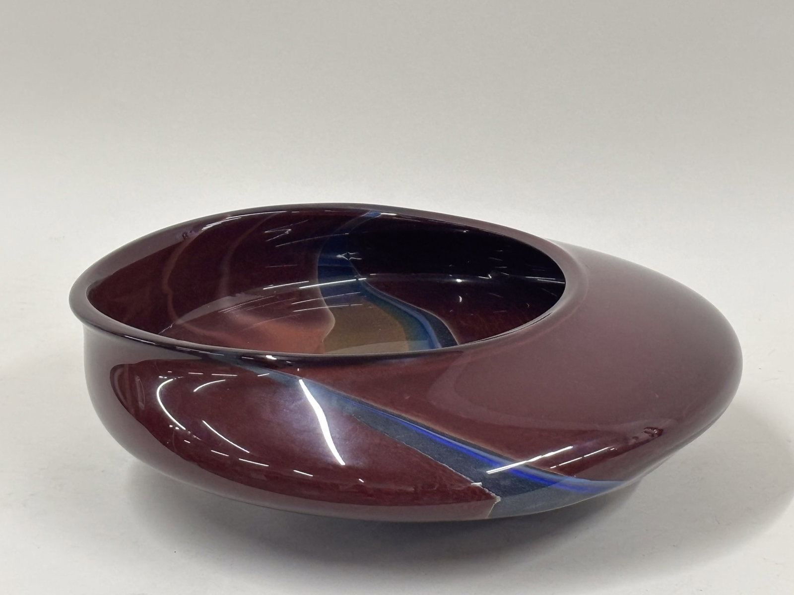 Vintage Ira Sapir Hand Blown Studio Art Glass Elliptical Series Bowl (1 of 4)