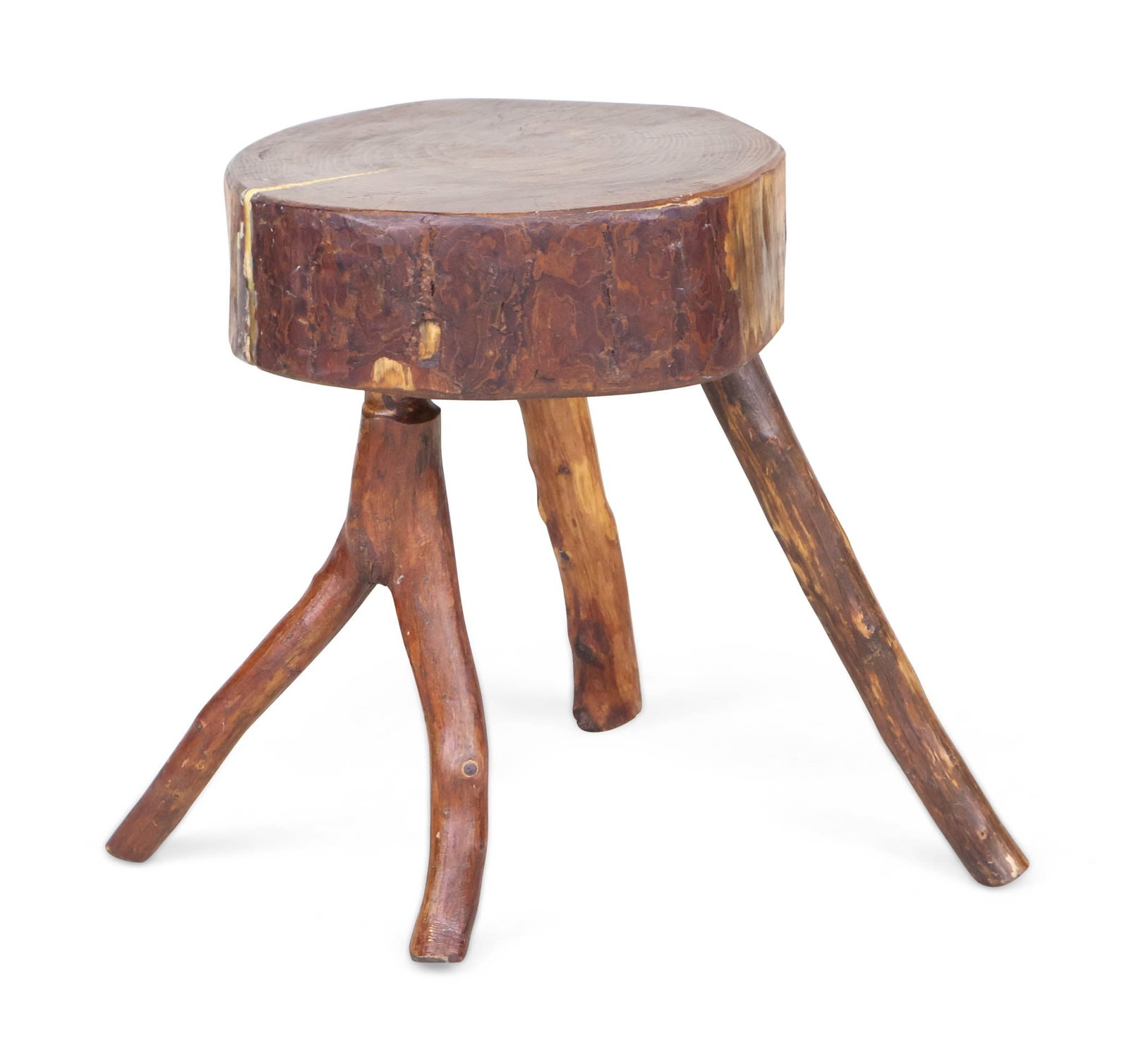 Tripod Tree Stump Stool: Tripod Tree Stump Stool 20th C. 18 x 13 1/2 x 17 in. (45.7 x 34.3 x 43.2 cm.)