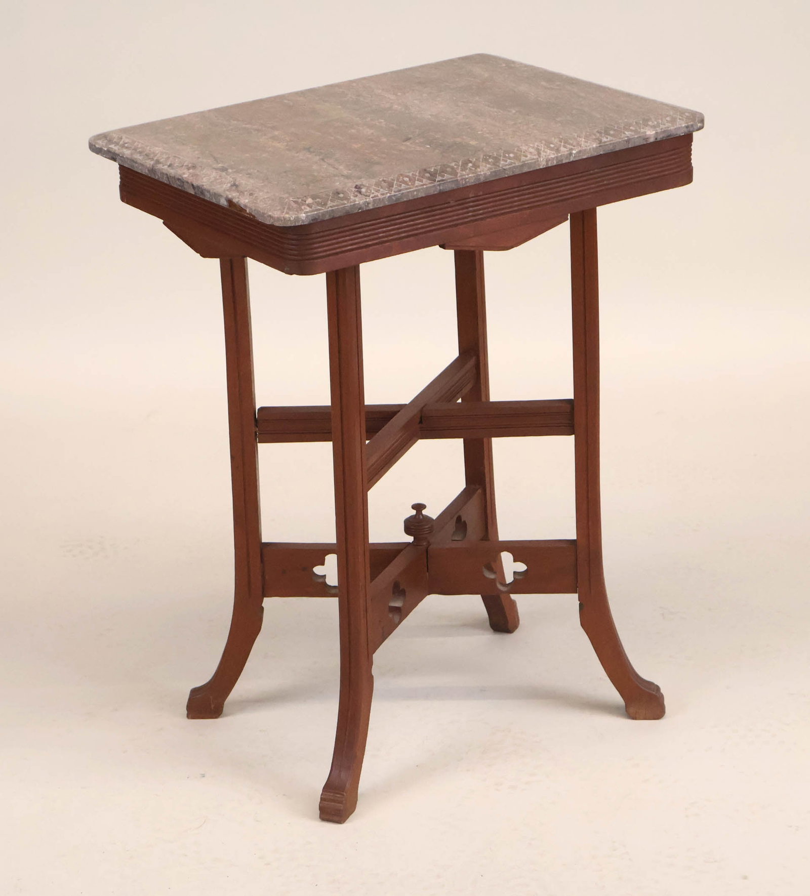 Victorian Walnut Marble Top Side Table - 2