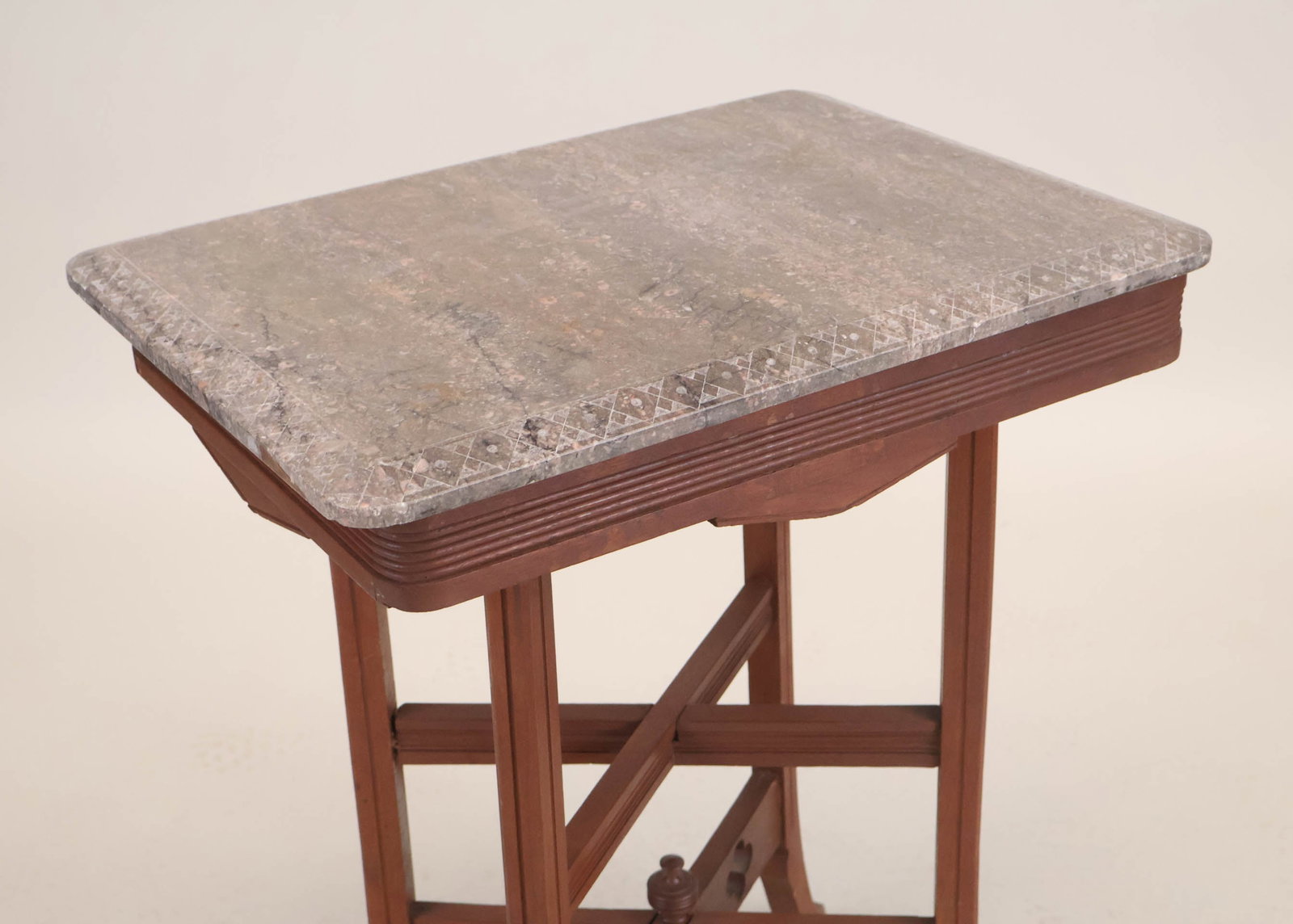 Victorian Walnut Marble Top Side Table - 6