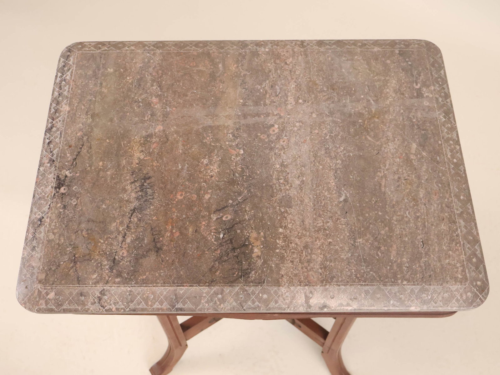 Victorian Walnut Marble Top Side Table - 7