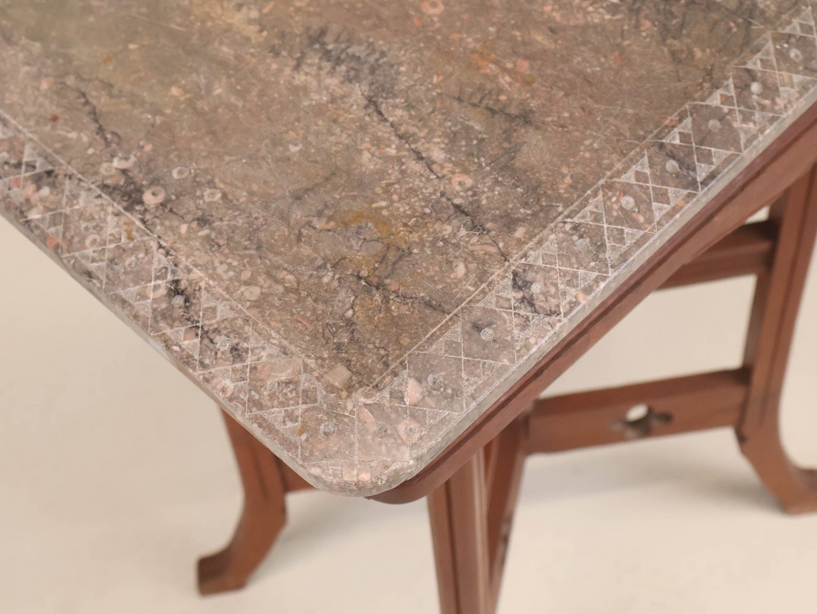 Victorian Walnut Marble Top Side Table - 8