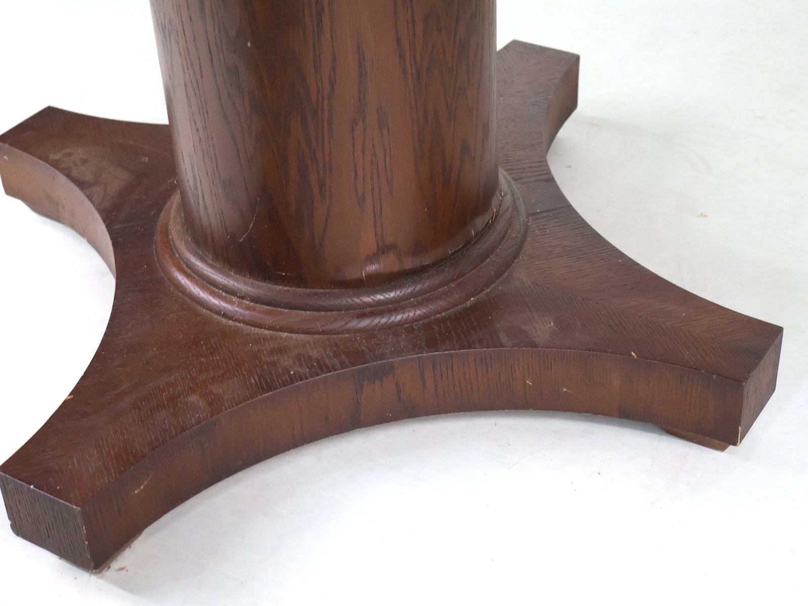 Mission Style Oak Circular Dining Table - 4