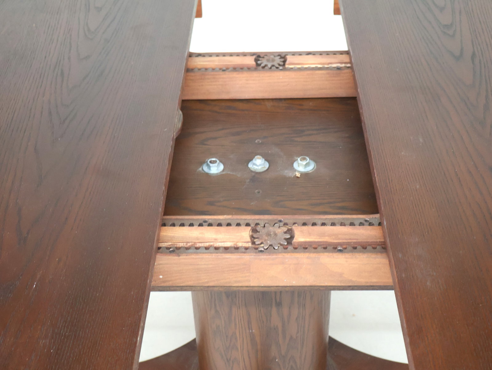Mission Style Oak Circular Dining Table - 6