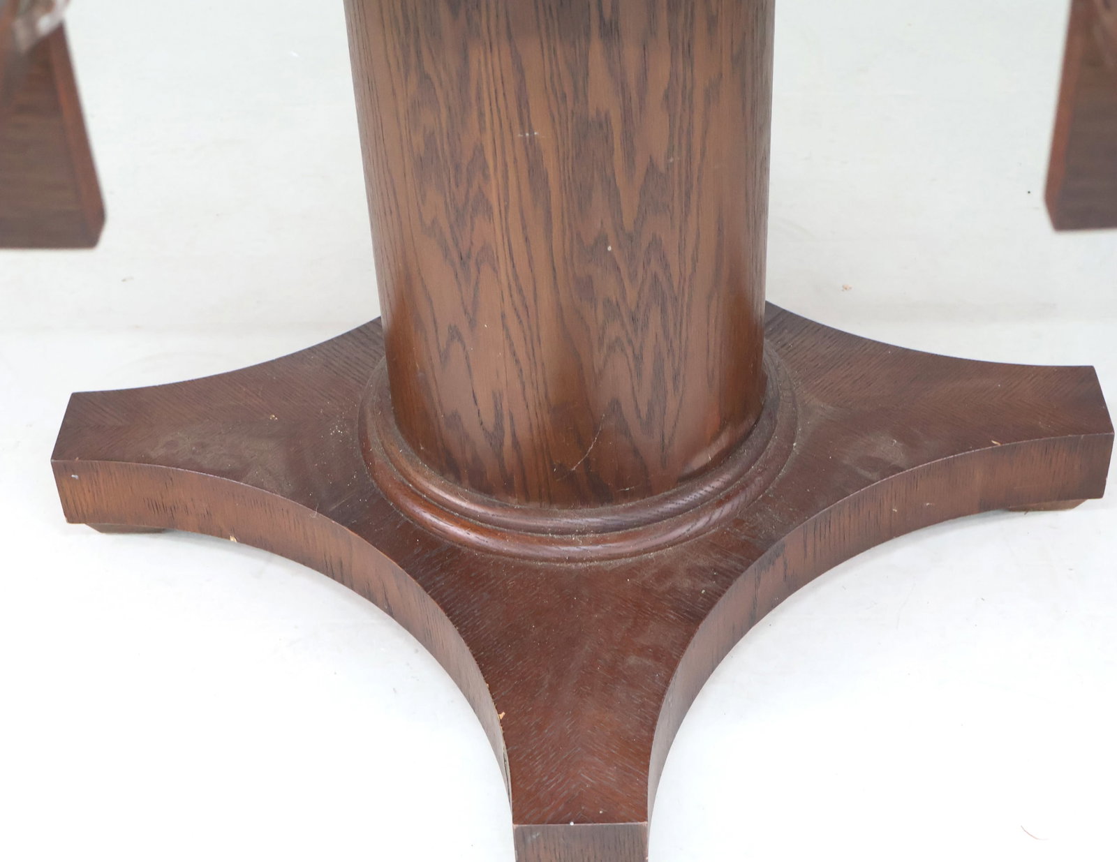 Mission Style Oak Circular Dining Table - 8