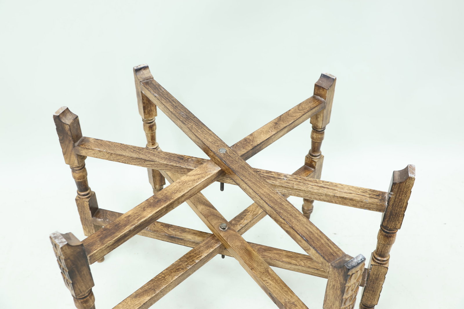 Solid Carved Wood Collapsible Tray Table Base - 2
