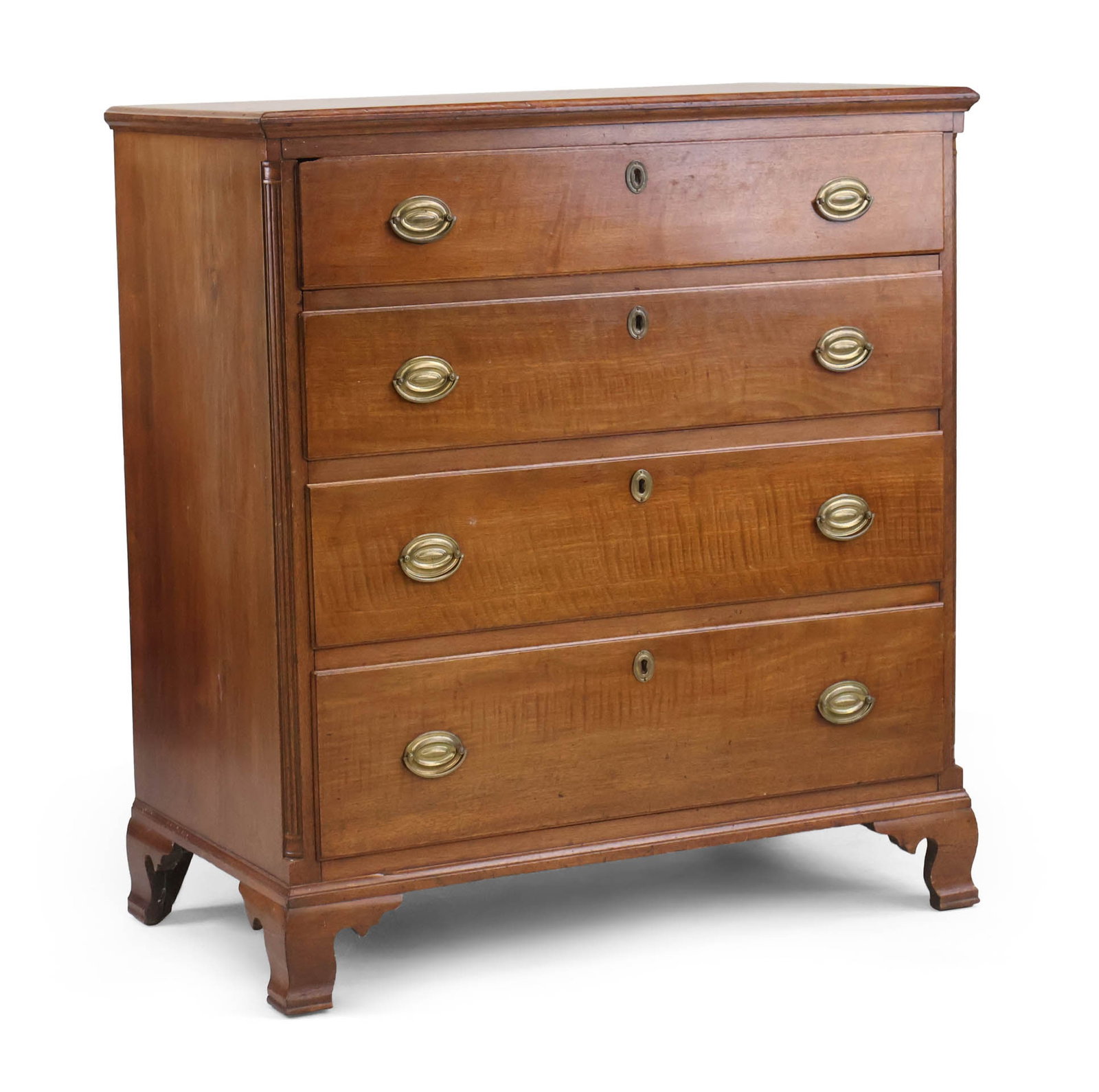 Antique Chippendale Figured Walnut Chest of Drawers (1 of 13)