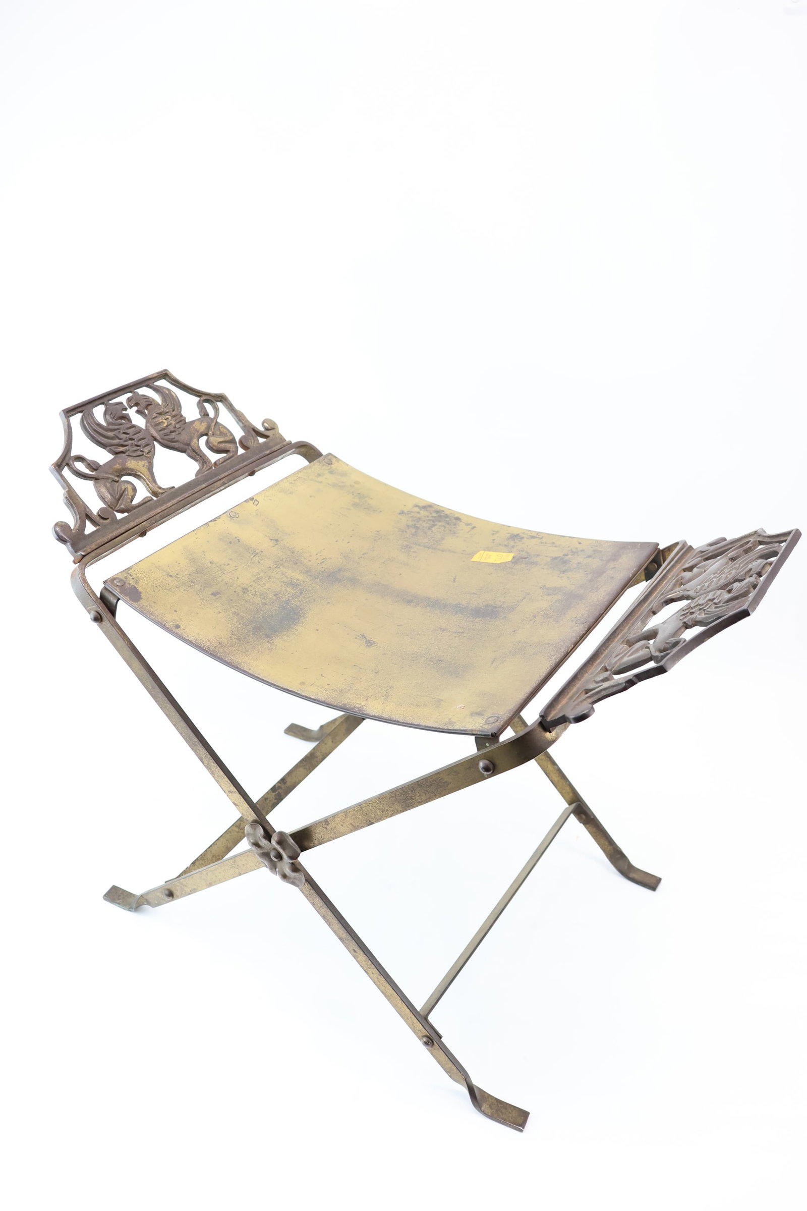 Vintage Oscar Bach Style Brass Griffin Design Curule Stool (1 of 6)