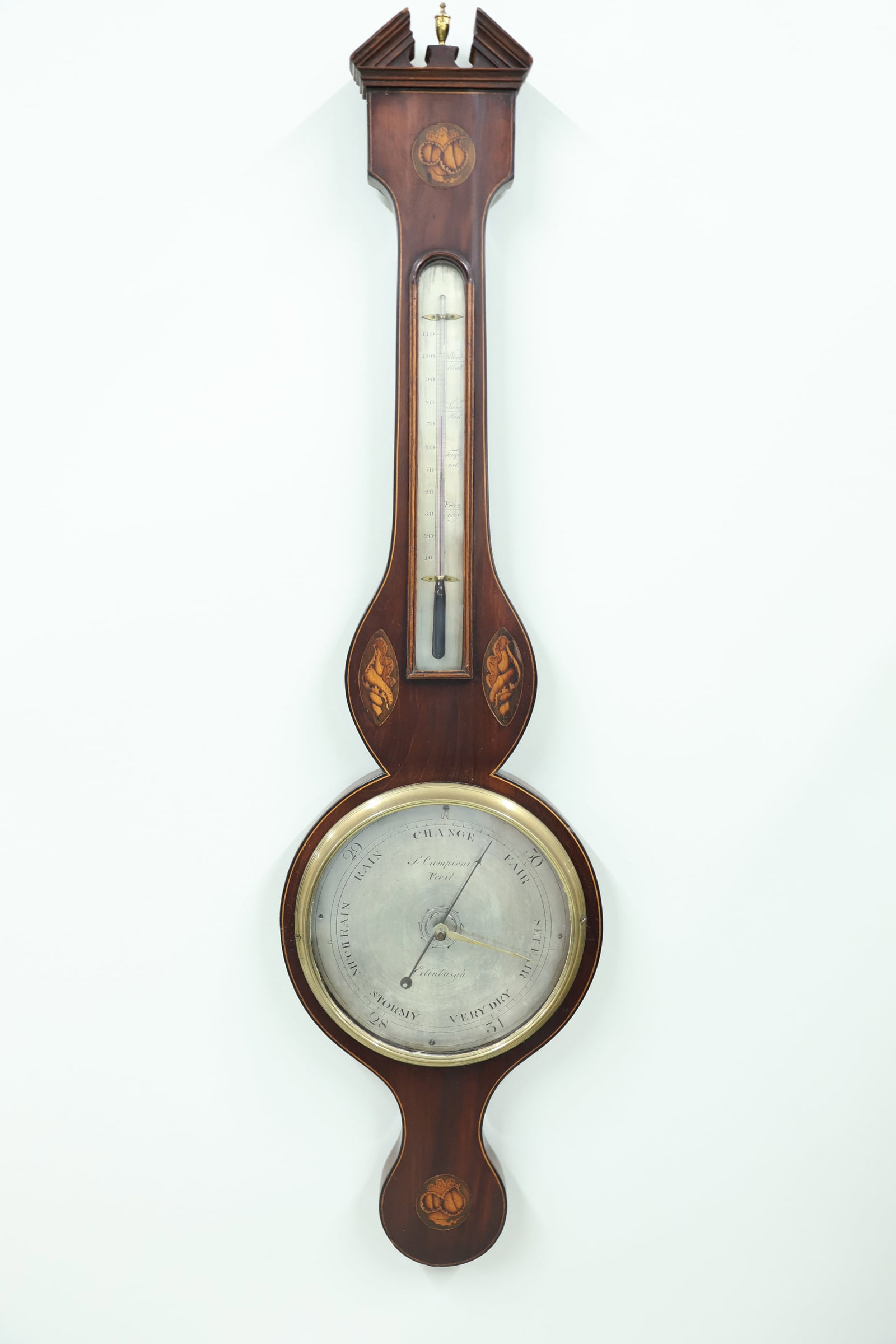 Antique Scottish Mahogany Inlaid Barometer (1 of 9)
