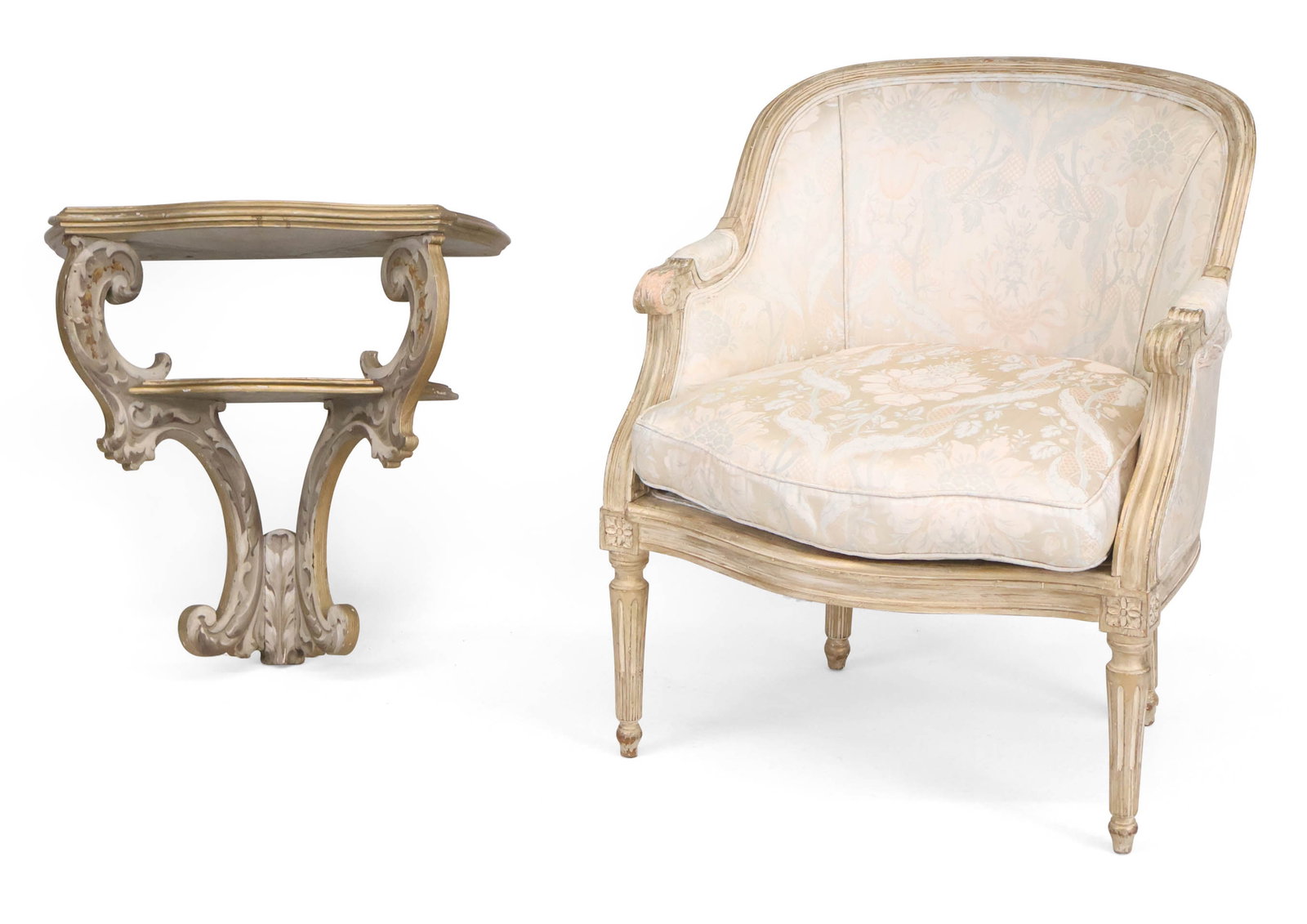 Louis XVI Style White Painted Bergere (1 of 14)