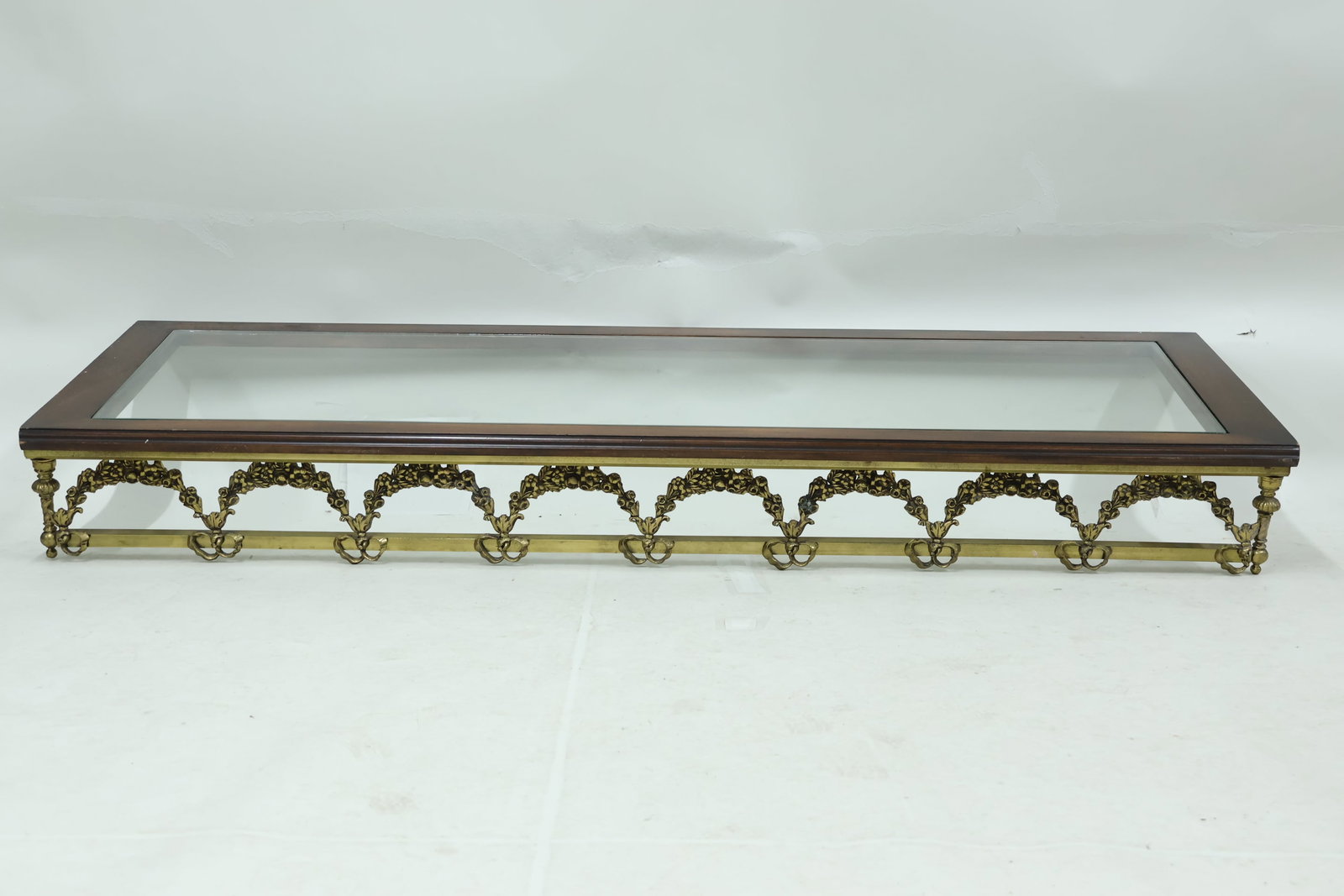 Custom Glass Inset Brass Mounted Wall Mounted Table (1 of 4)