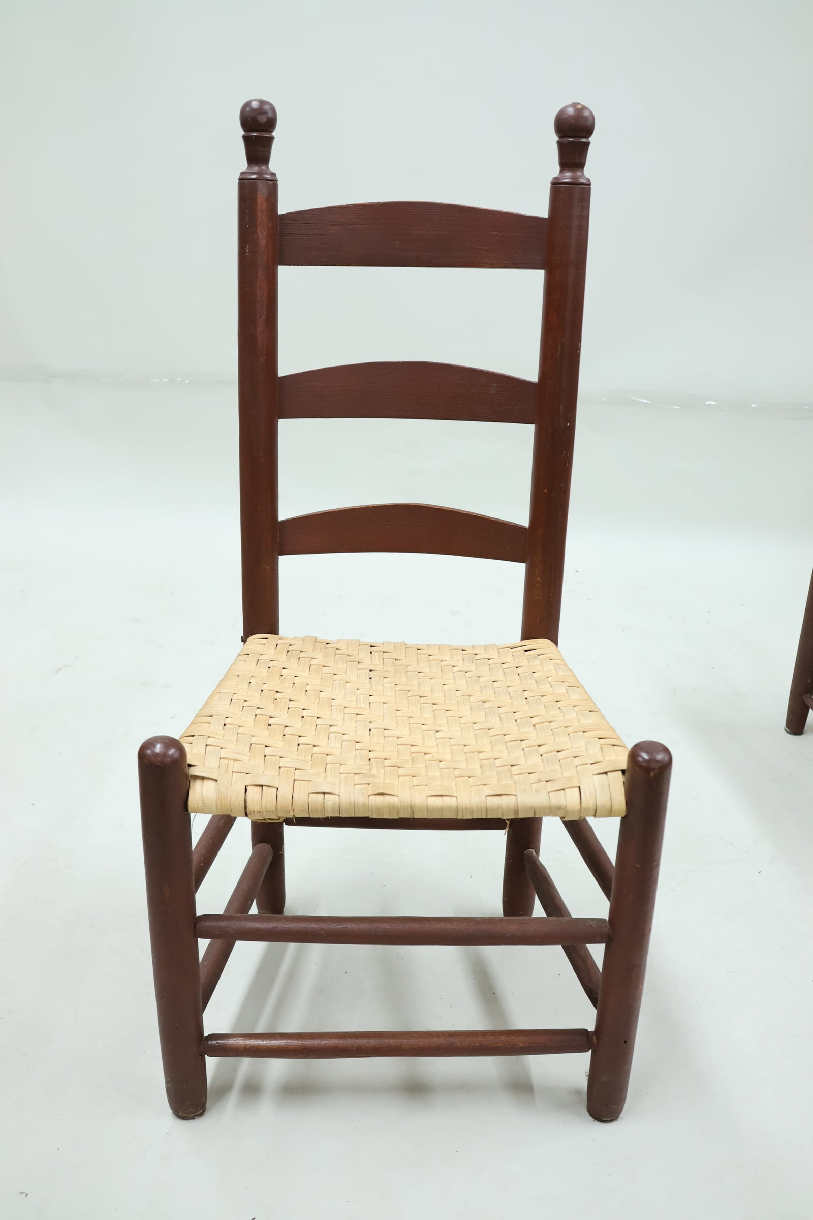 Five Assorted Red Painted Ladderback Primitive Side Chairs - 3