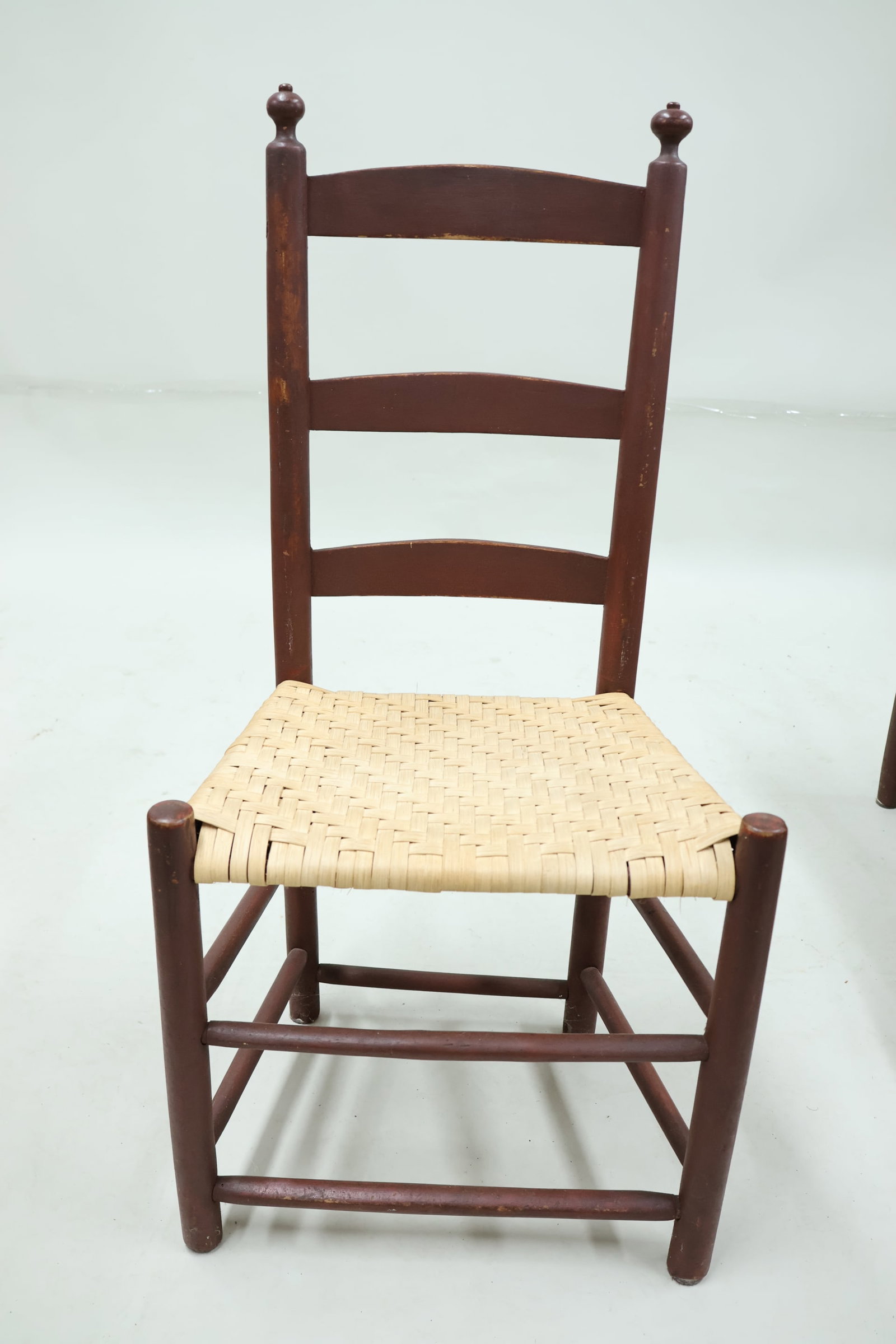 Five Assorted Red Painted Ladderback Primitive Side Chairs - 4