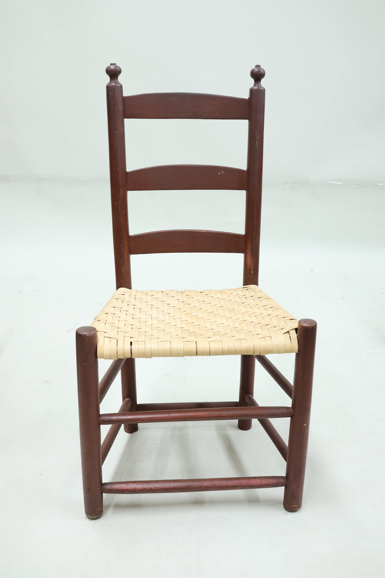 Five Assorted Red Painted Ladderback Primitive Side Chairs - 5