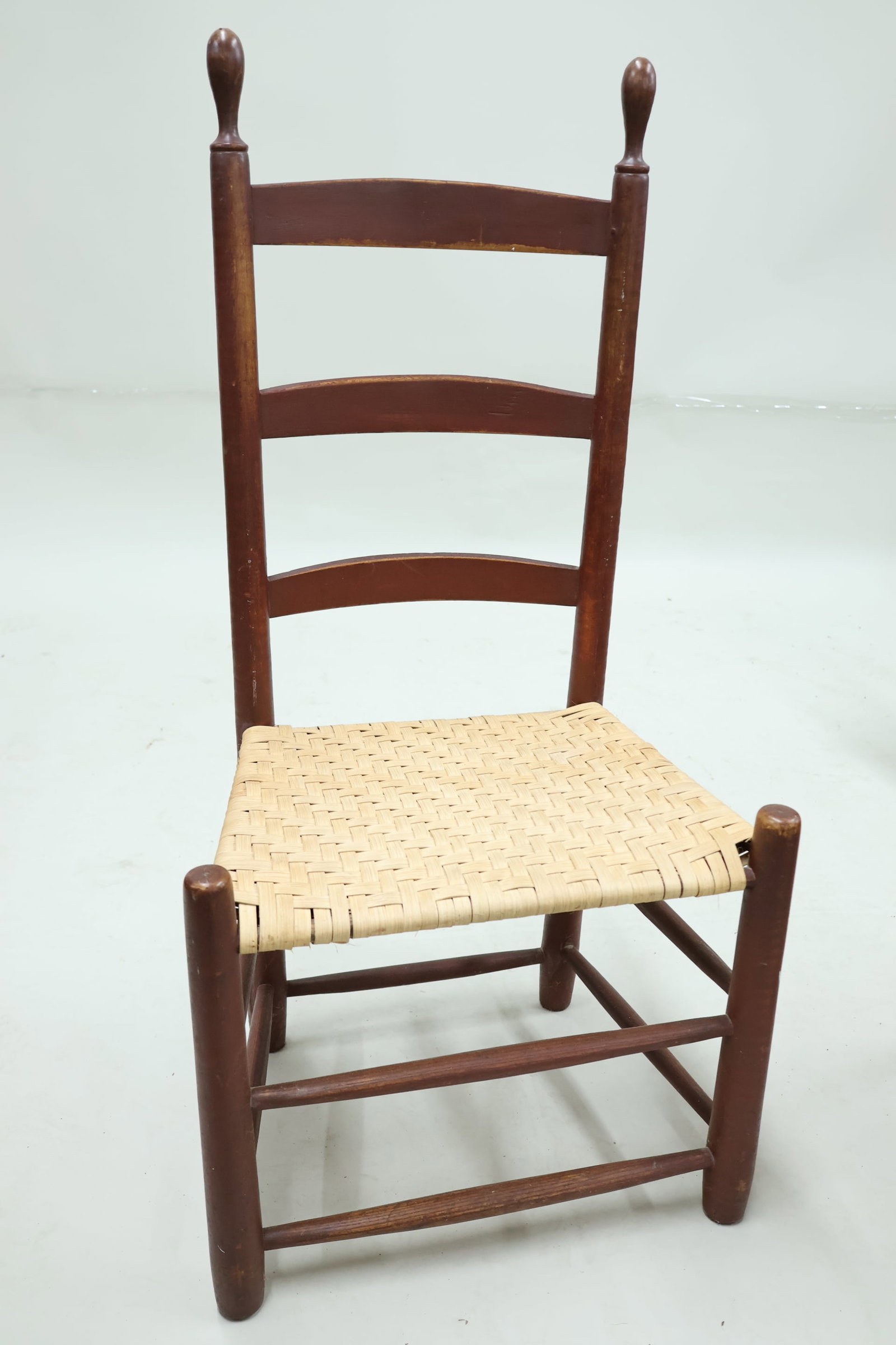 Five Assorted Red Painted Ladderback Primitive Side Chairs - 6