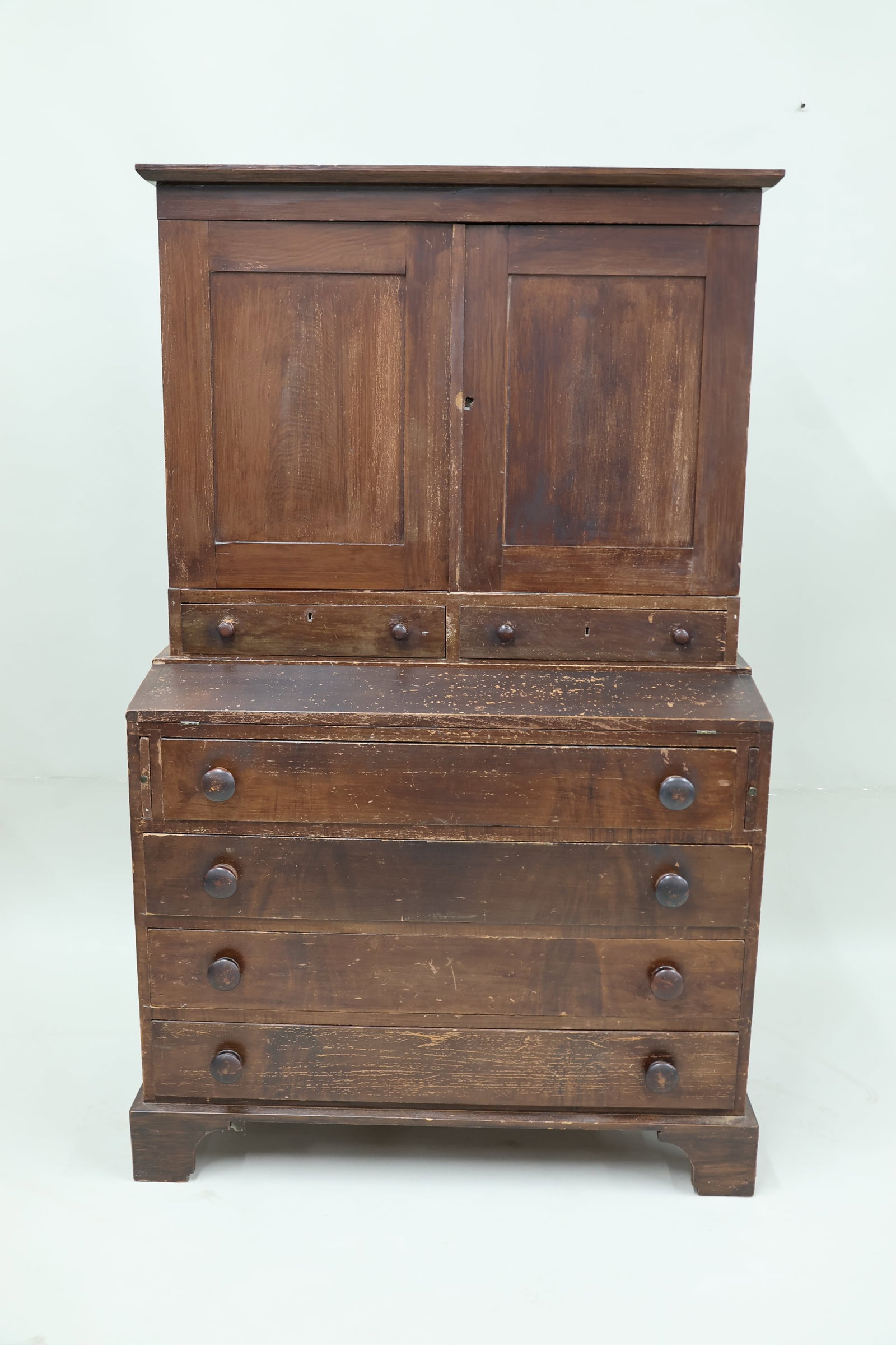 Antique Primitive Paint Decorated Secretary Bookcase (1 of 17)